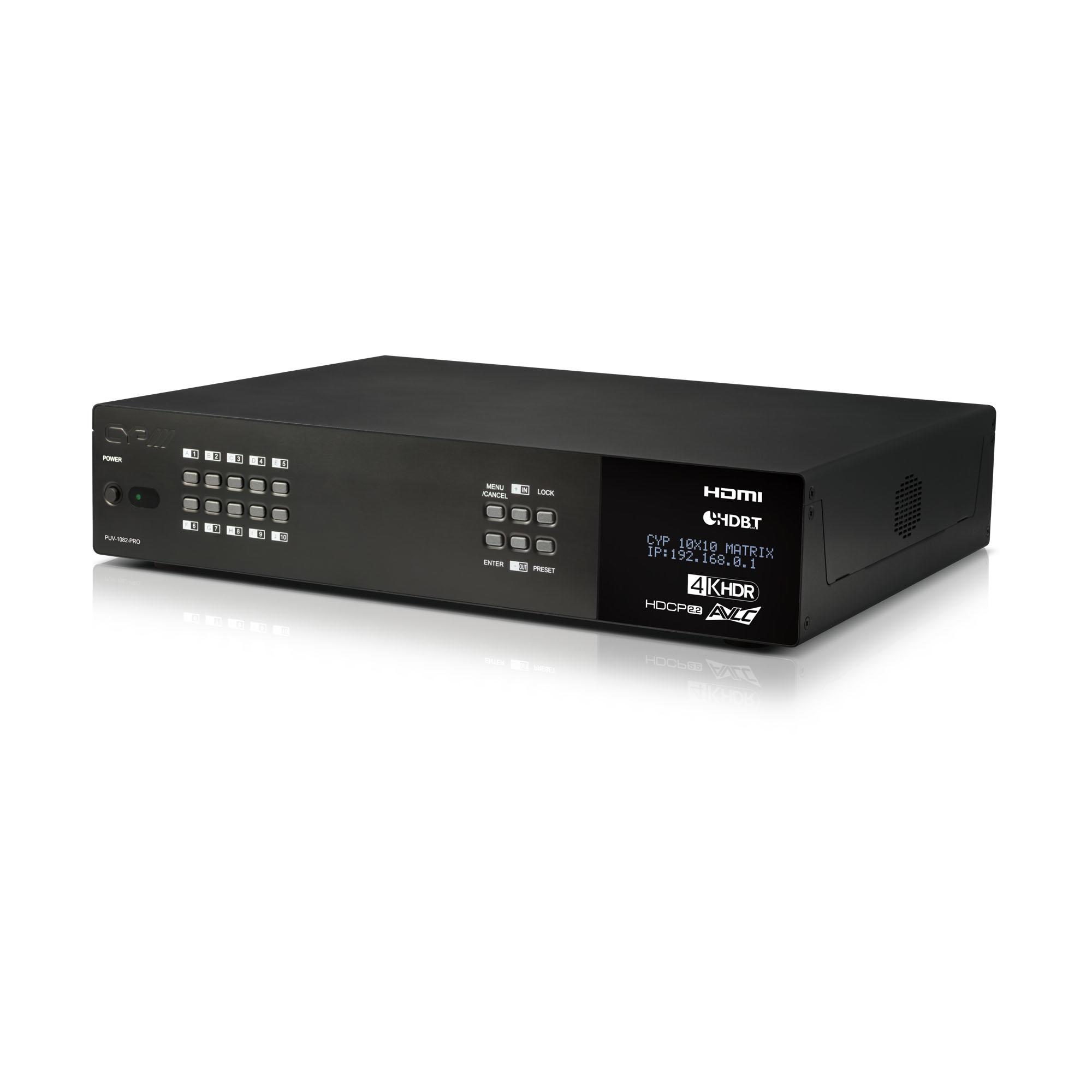 PUV-1082-PRO 10 x 10 HDMI HDBaseT™ Matrix with Audio Matricing Independent Scaling, AVLC (4K, HDCP2.2, HDMI2.0, PoH, LAN, OAR, 100m)