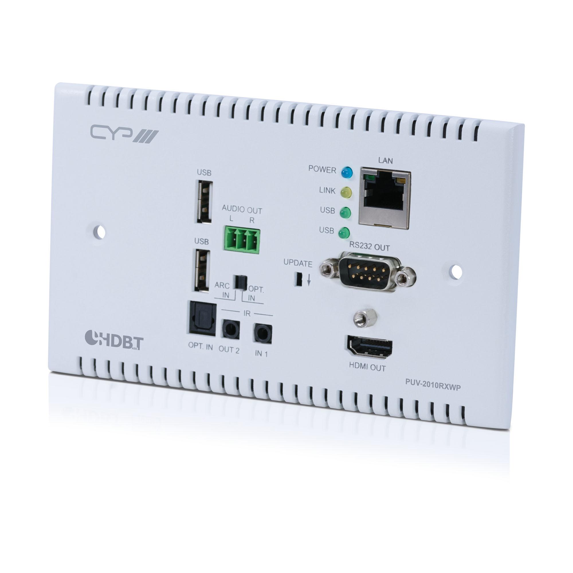 PUV-2010RXWP 100m HDBaseT™ 2.0 Wall Plate Receiver (4K, HDCP2.2, PoH, LAN, OAR, USB)