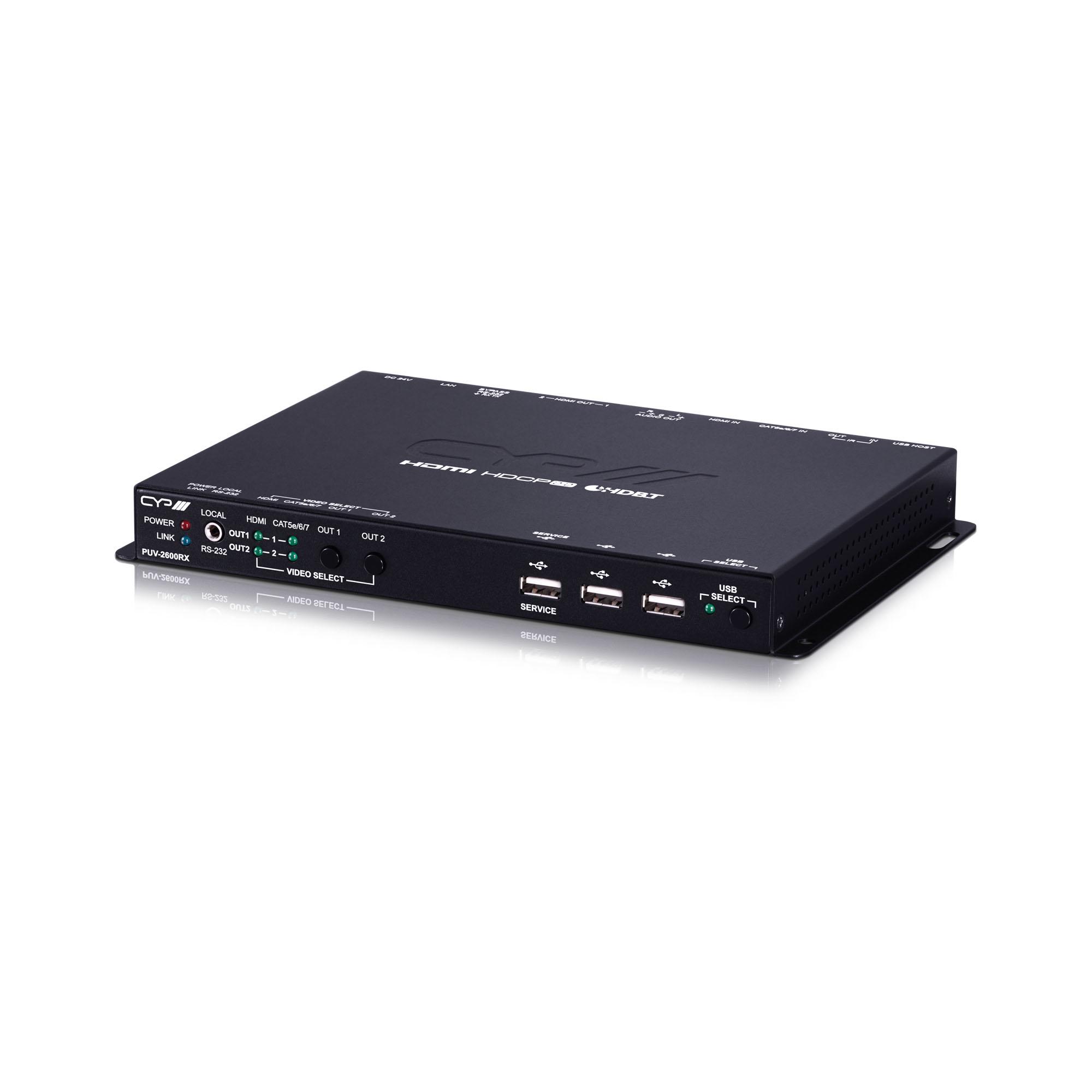PUV-2600RX 100m HDBaseT™ 2.0 Receiver (4K UHD, HDCP2.2, PoH, LAN, Bi-Directional USB, Audio De-embedding) Recommended TX EL-2600V)
