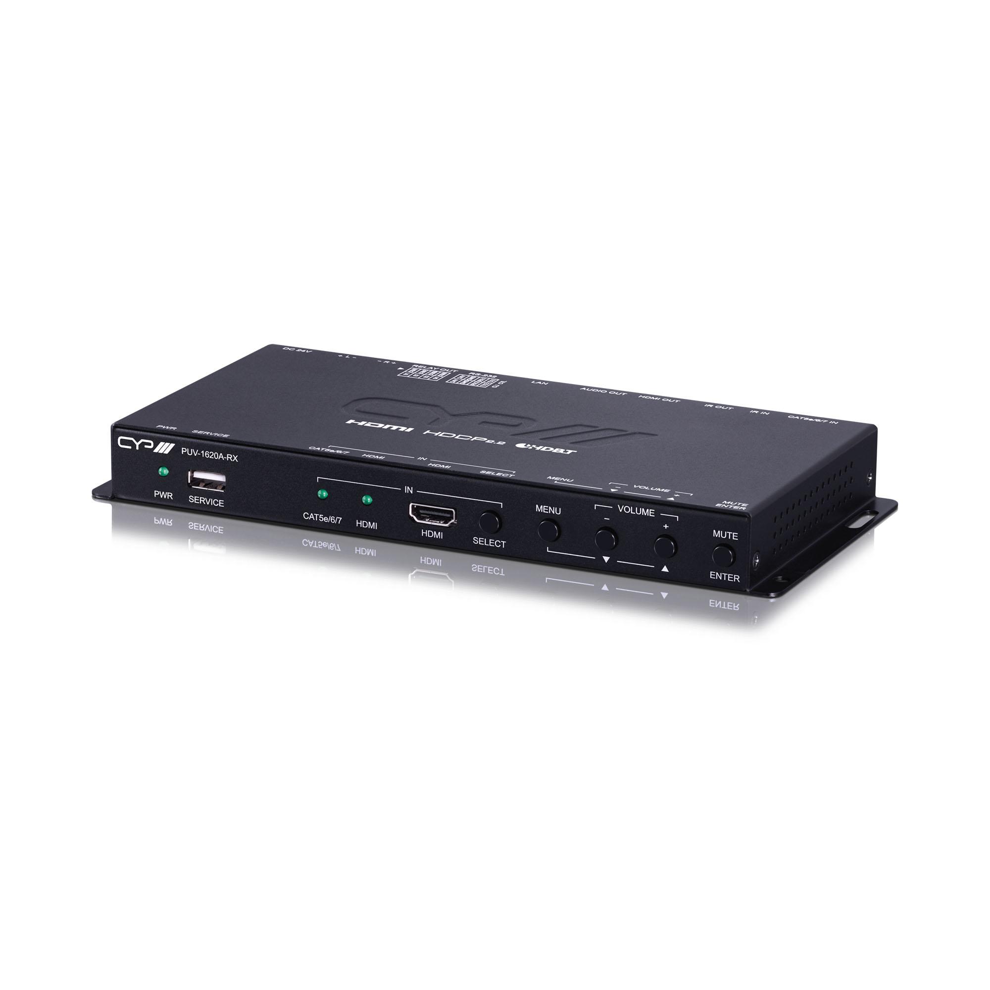 PUV-1620A-RX HDMI over Single CAT5e/6/7 HDBaseT™ Receiver (full 5-Play™ & Single LAN up to 100m, PoH) with Audio Amplifier