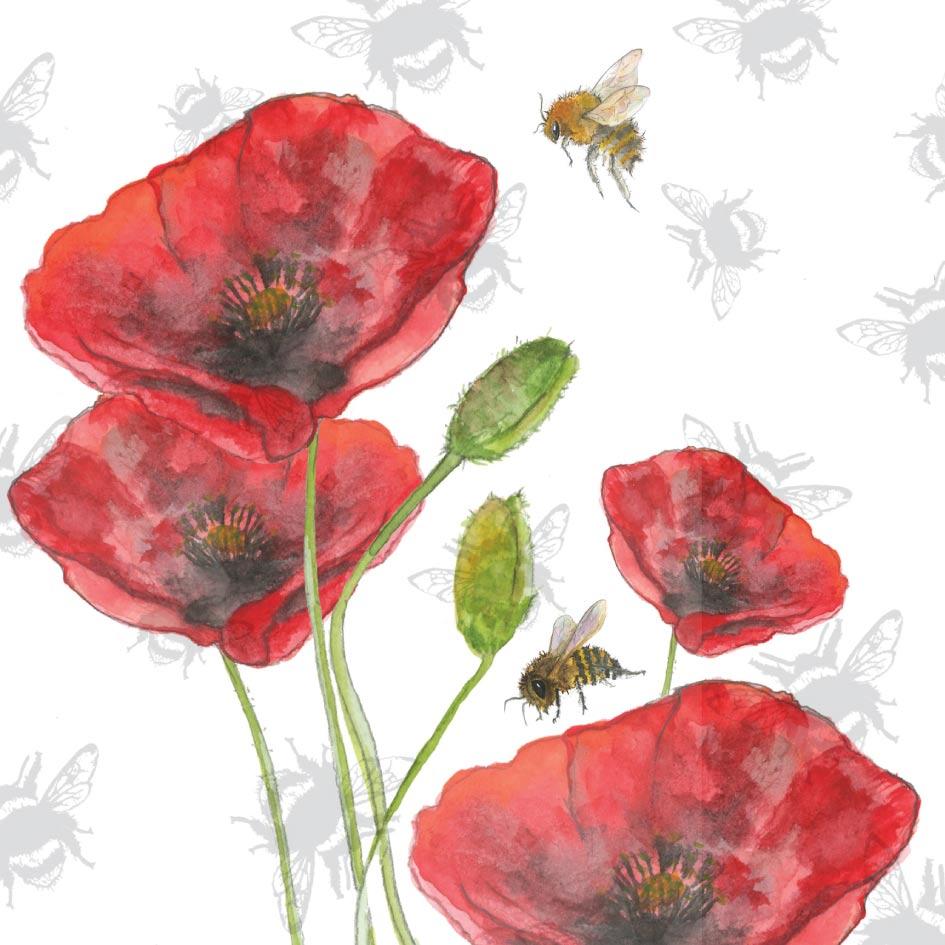 Honeybee Poppy Card
