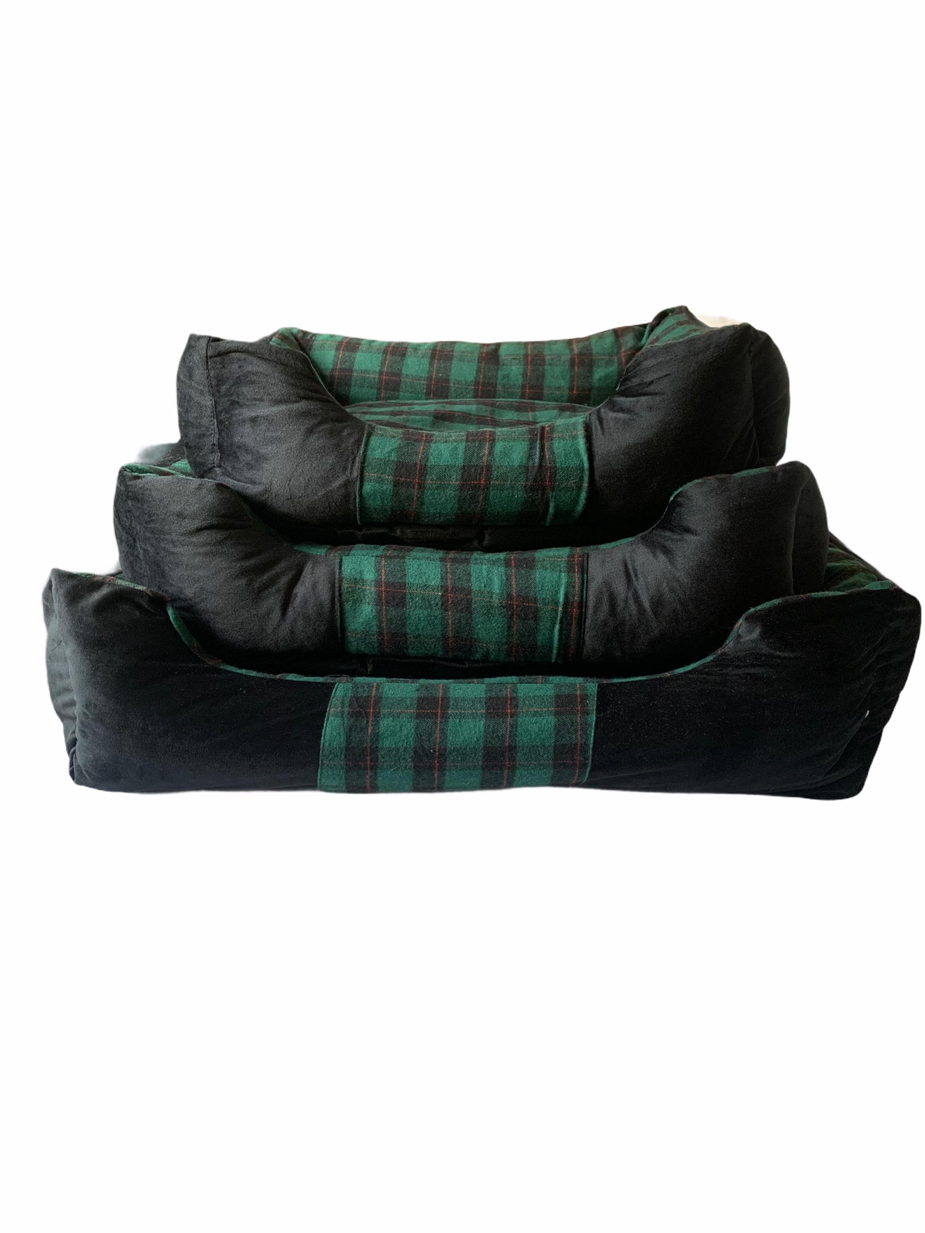 Black tartan dog beds