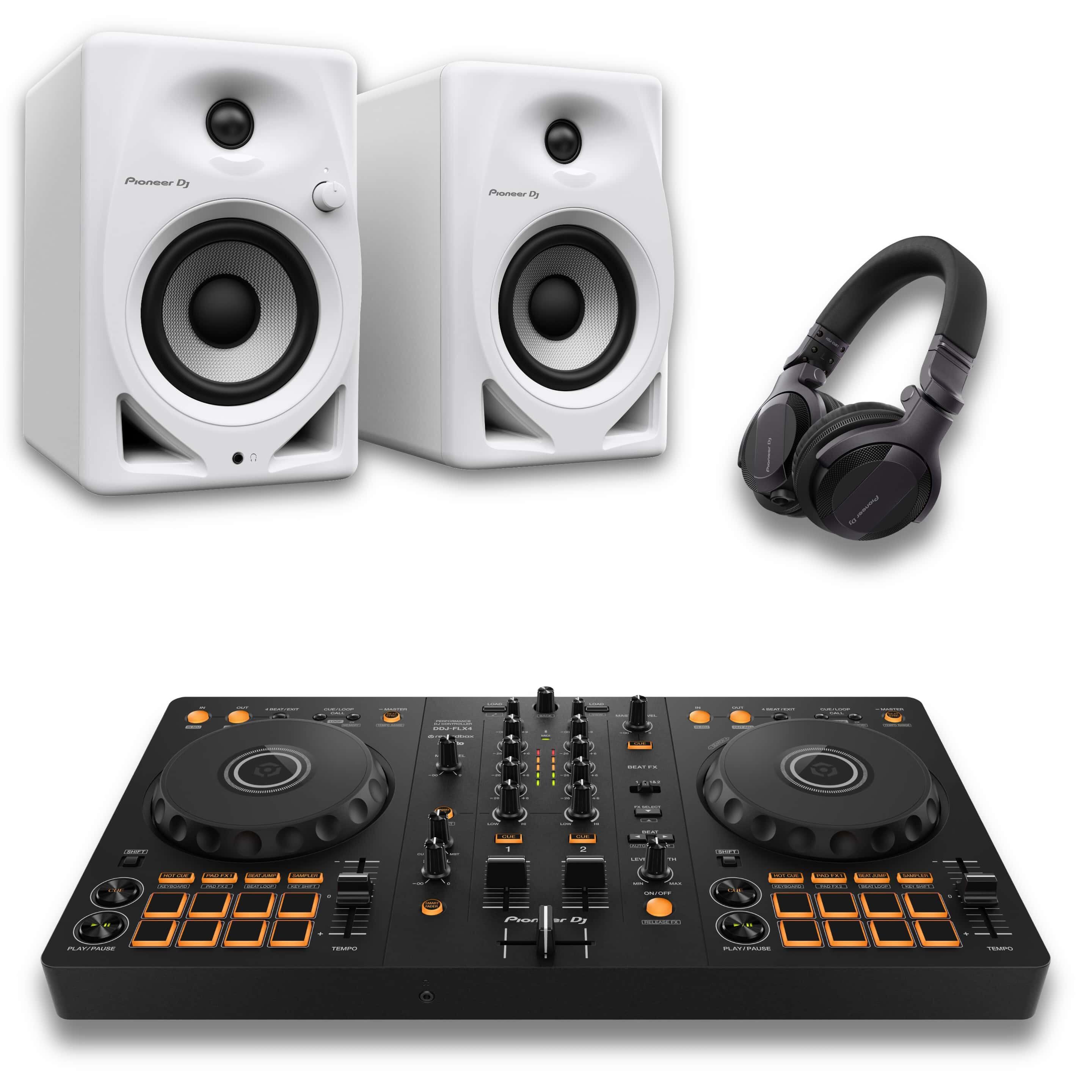 Pioneer DJ DDJ-FLX4 & DM-40D-W Package