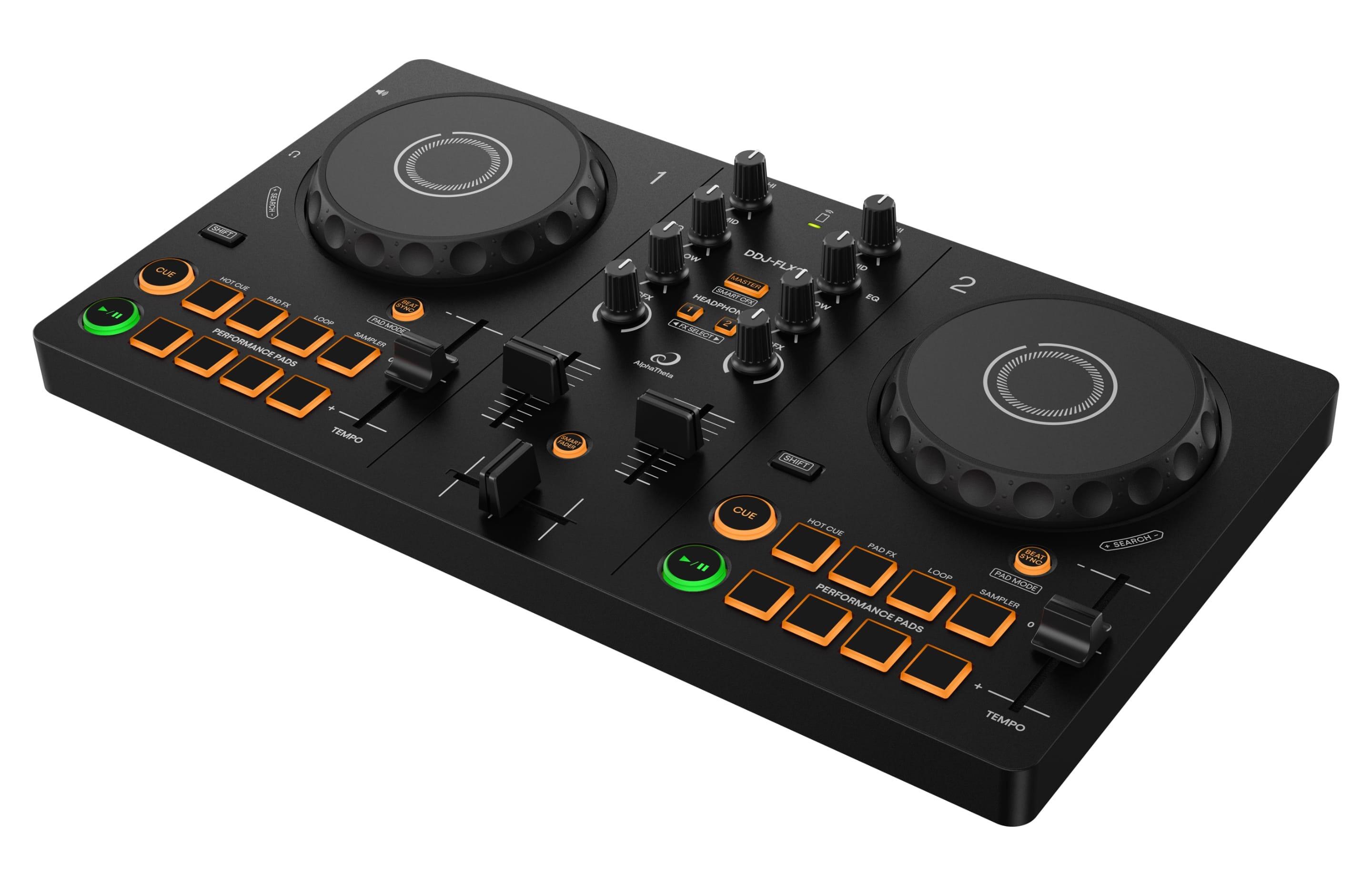 AlphaTheta DDJ-FLX2 Compact 2-channel DJ controller angle