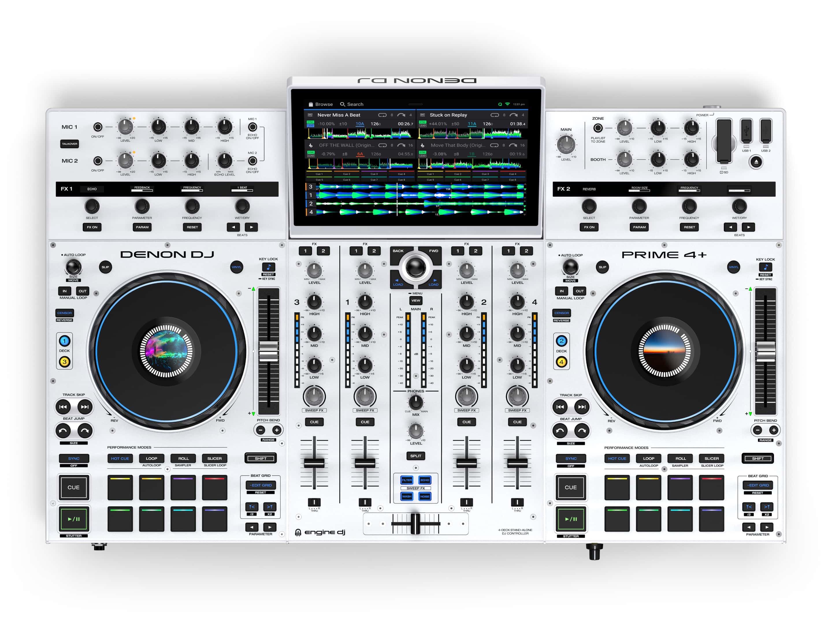 Denon DJ PRIME 4+ Limited Edition White top