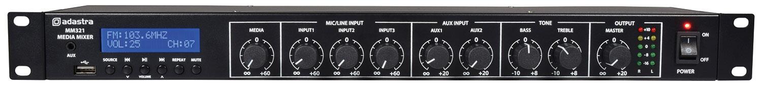 Adastra MM321 Rack Mixer + BT/USB/FM Player front