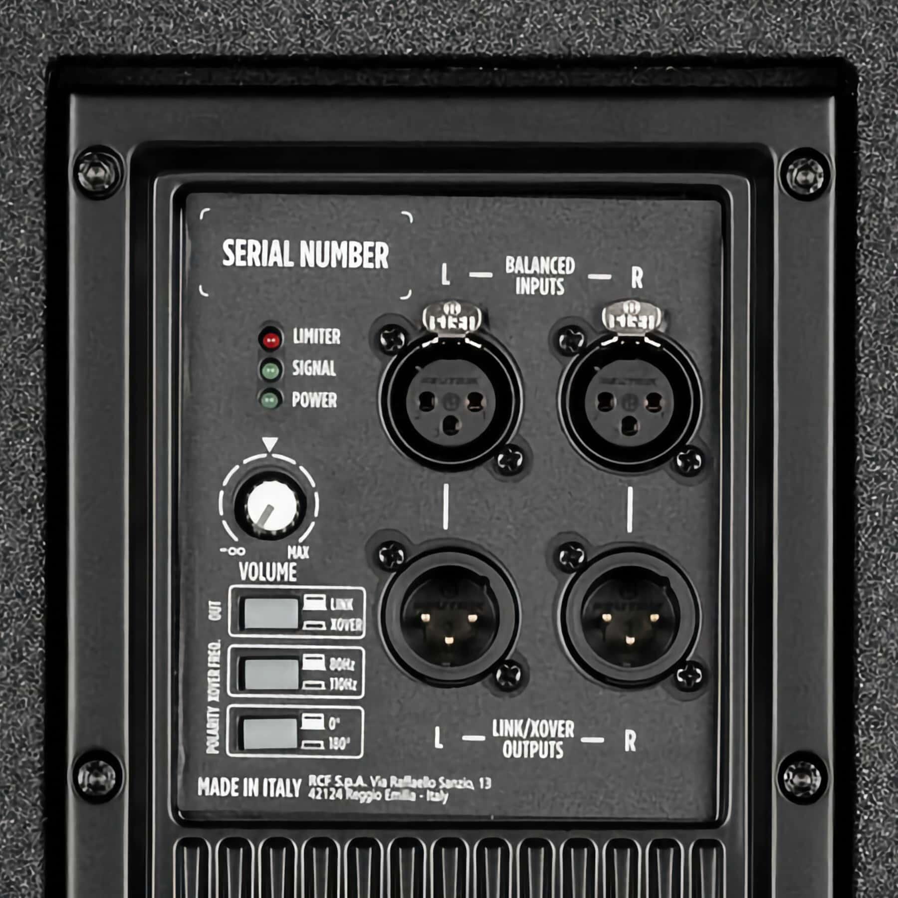 RCF SUB 705AS MKIII 1400 Watt Active 15" Subwoofer controls
