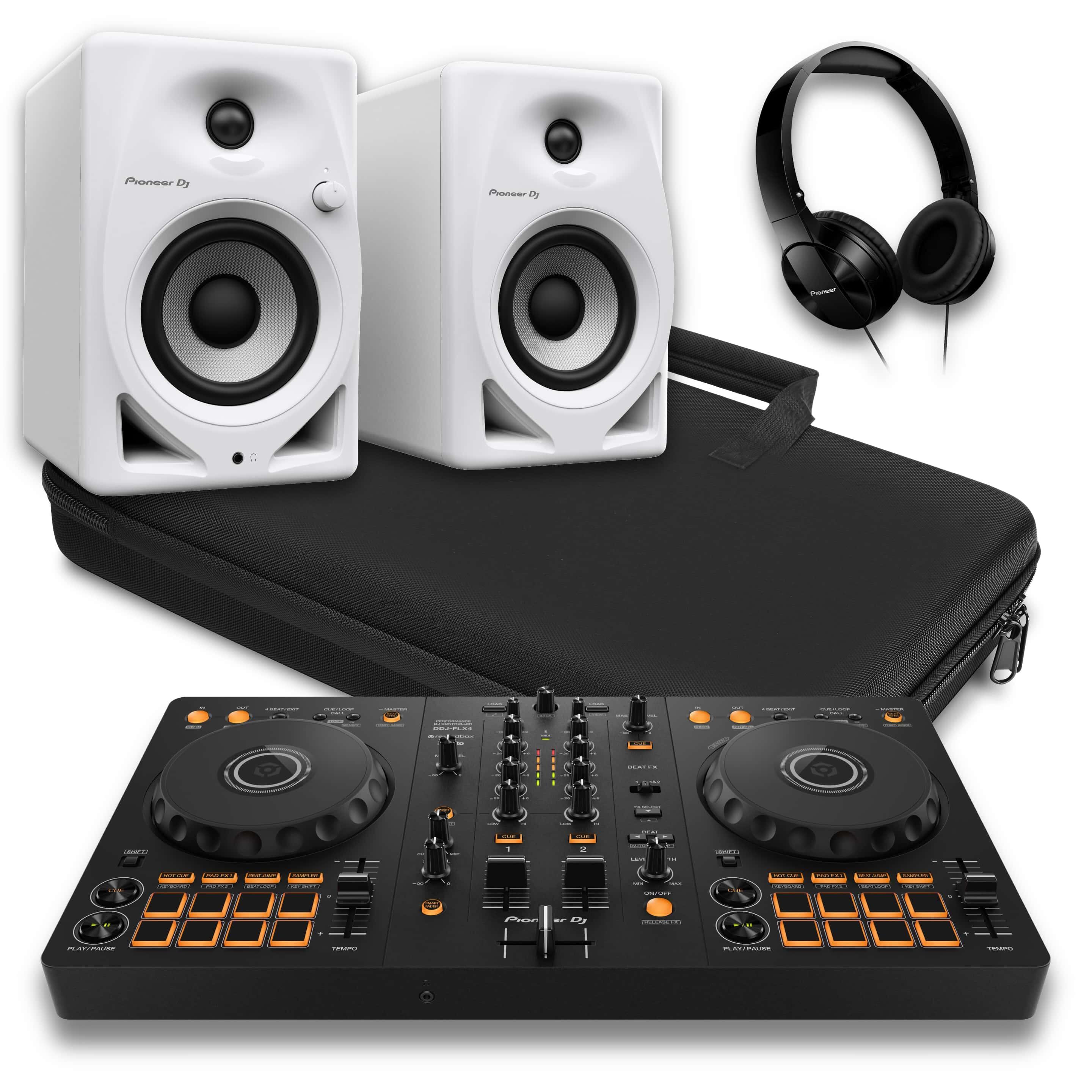 Pioneer DJ DDJ-FLX4 & DM-40D-W Bag Package
