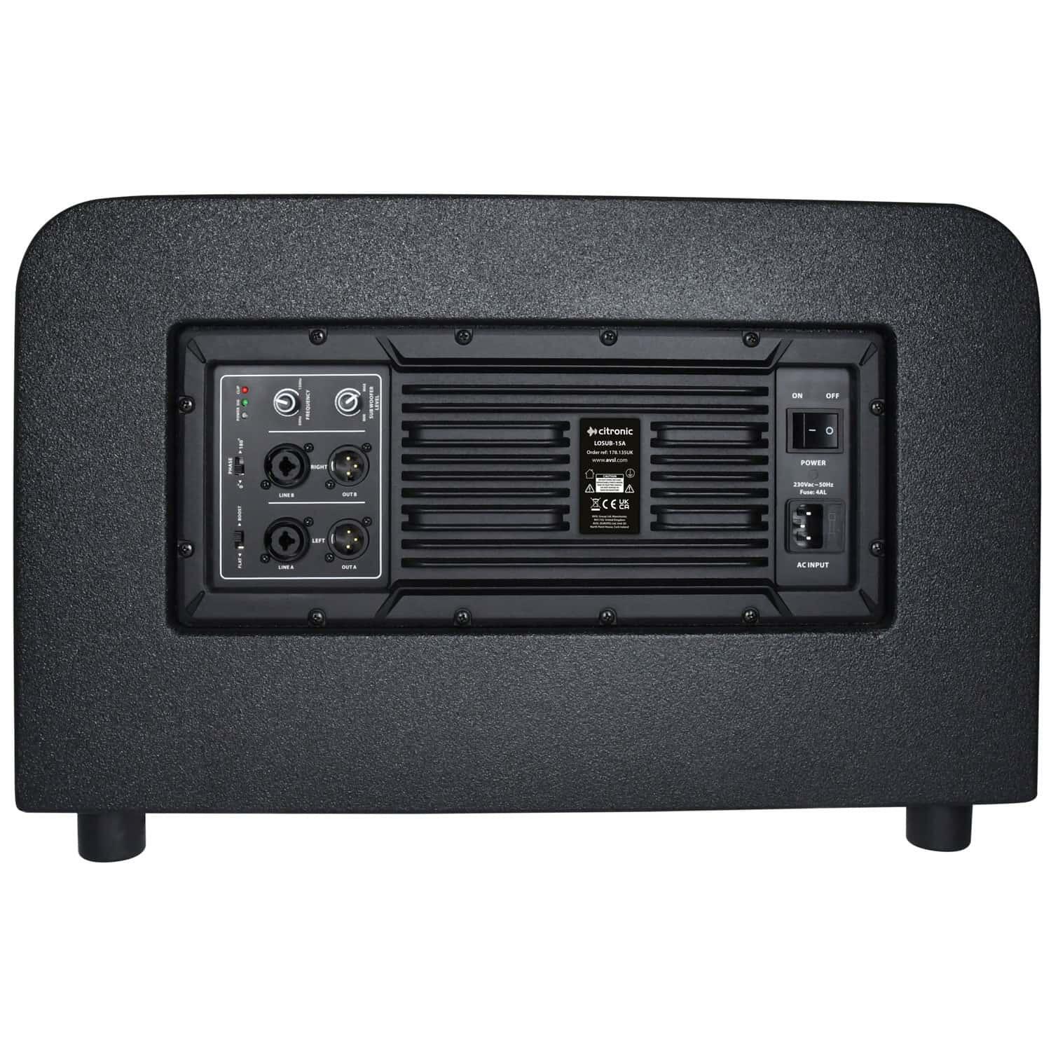 Citronic LOSUB-15A Low Profile Active Subwoofer rear