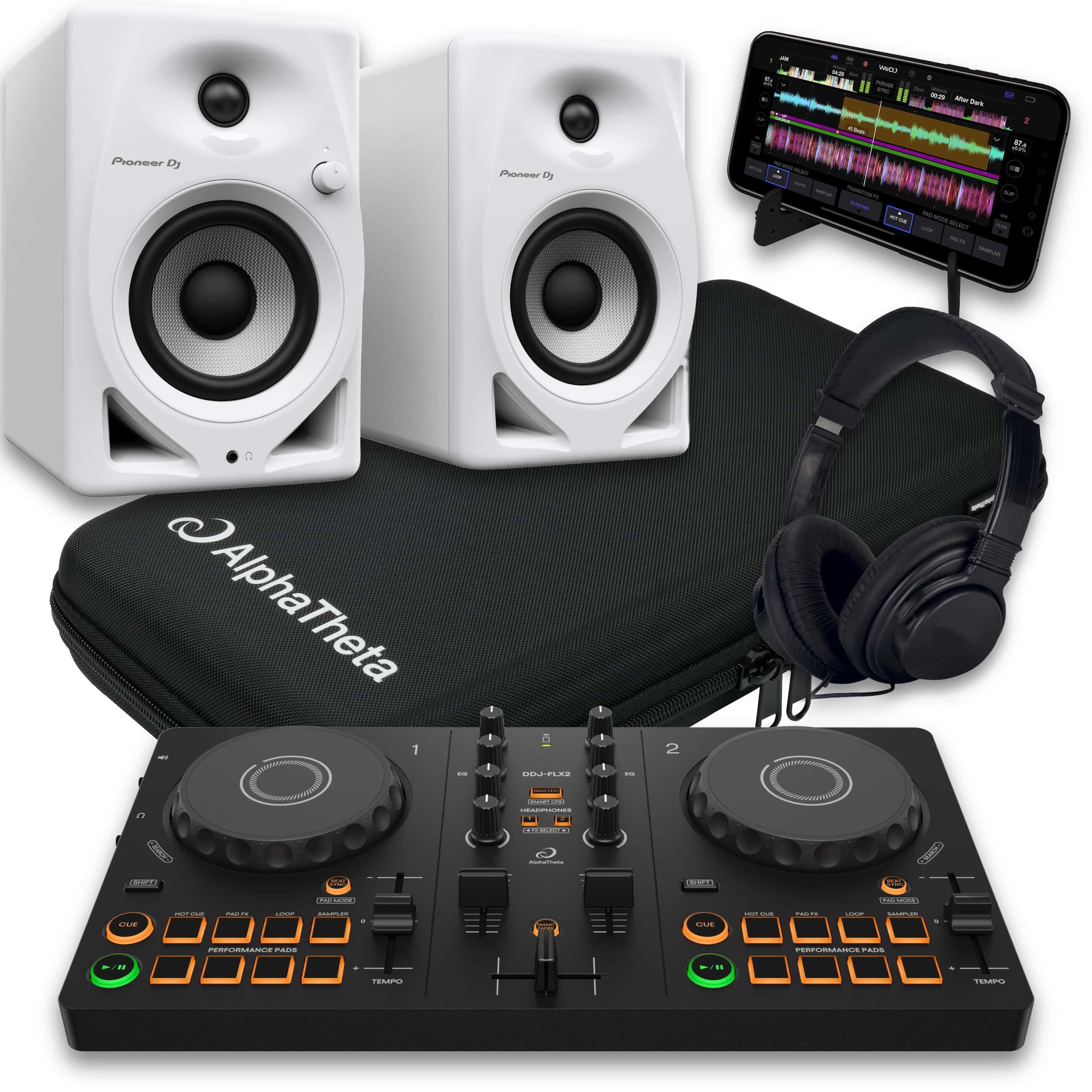 AlphaTheta DDJ-FLX2 & DM-40D-W Bag Bundle