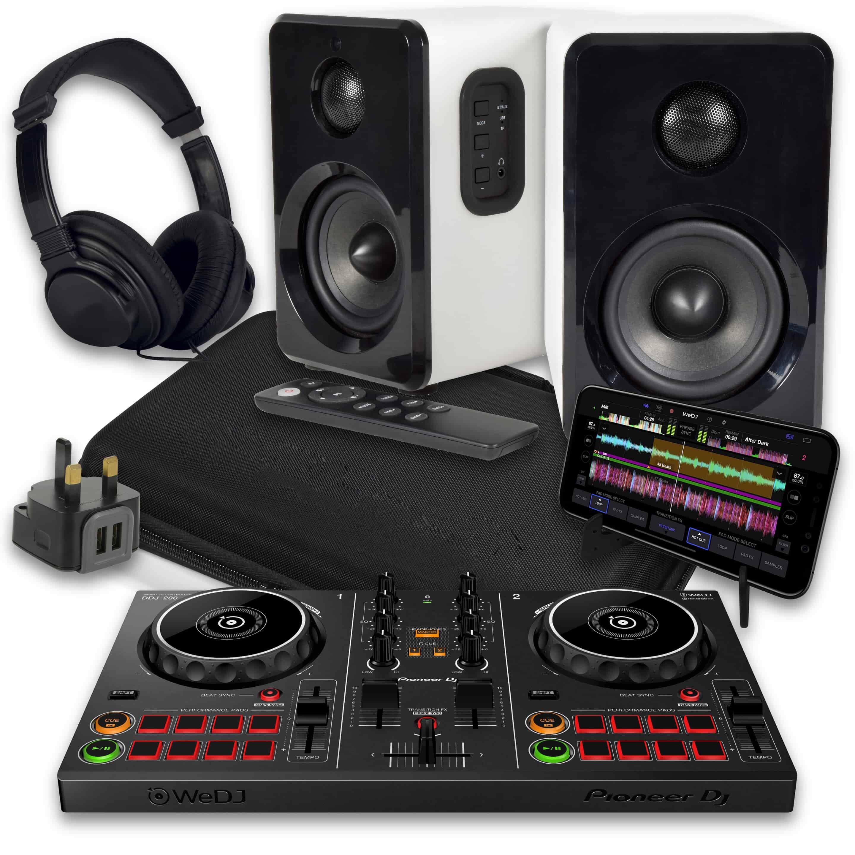 Pioneer DJ DDJ-200 & White R1080BT DJ Bundle