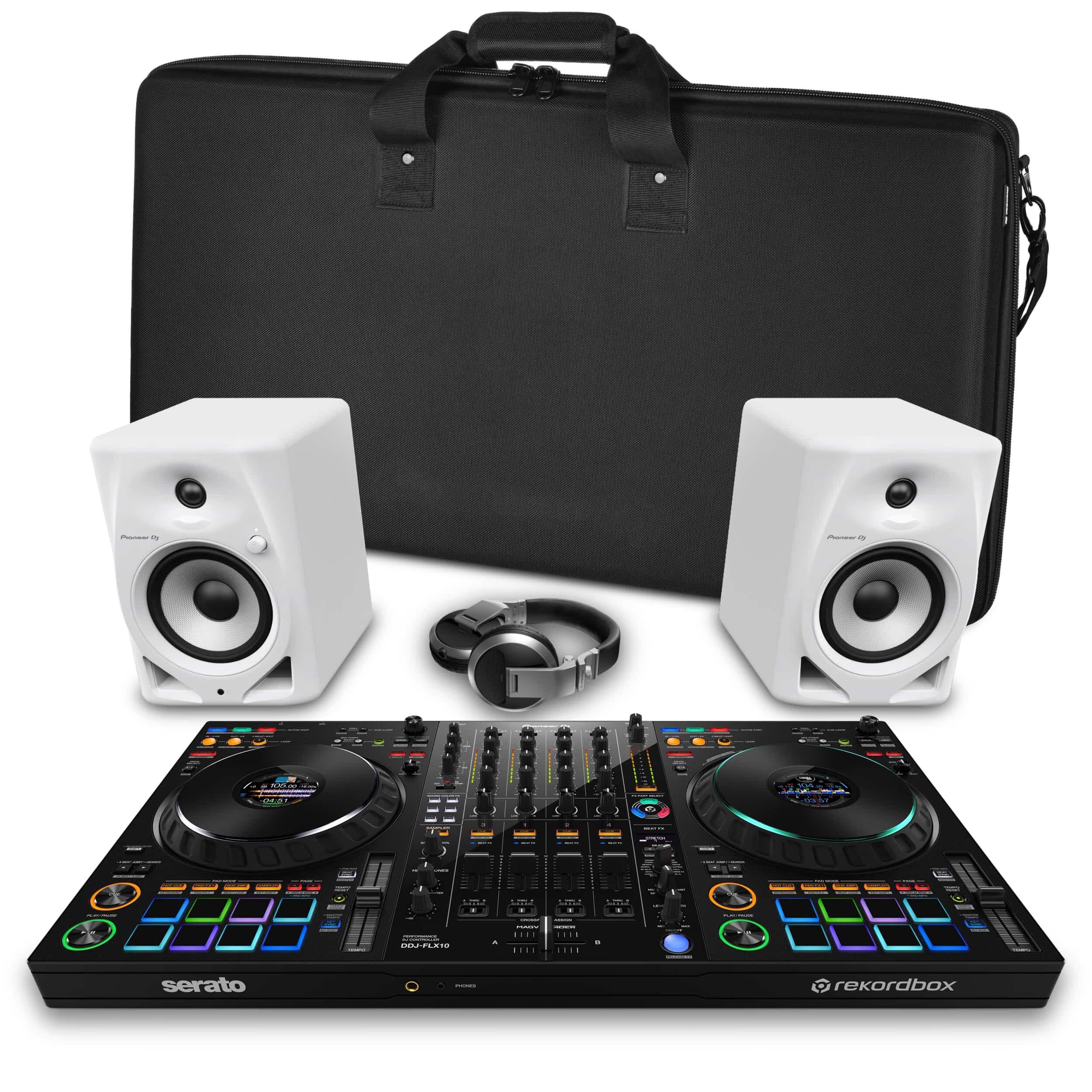 Pioneer DJ DDJ-FLX10 & DM-50D-W DJC Bag Bundle
