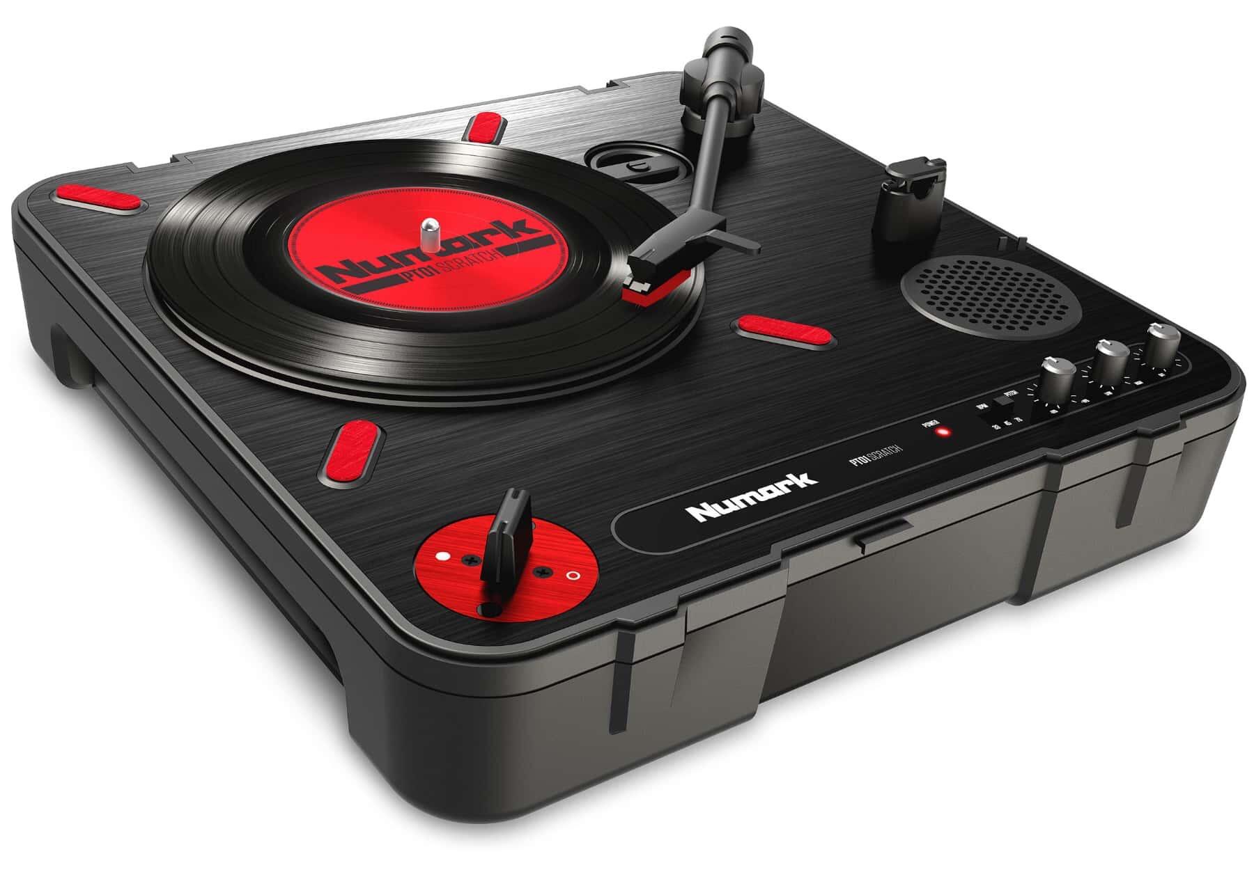 Numark PT01 Scratch portable turntable angle