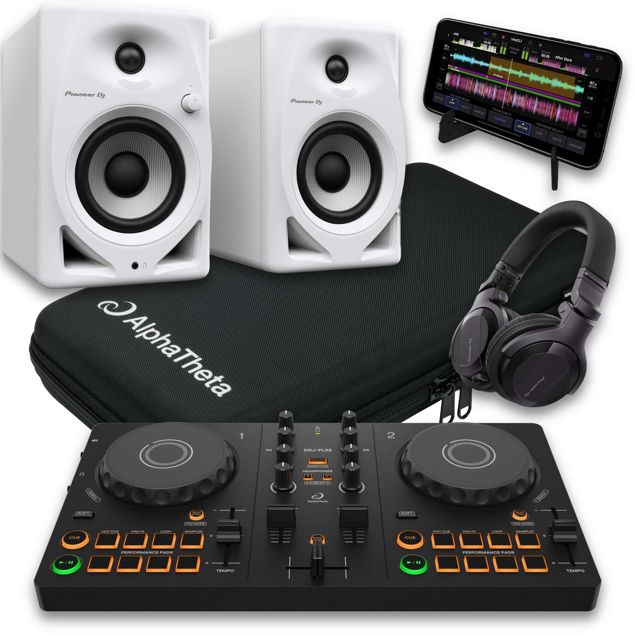 AlphaTheta DDJ-FLX2 & DM-40D-W CUE1 Bundle