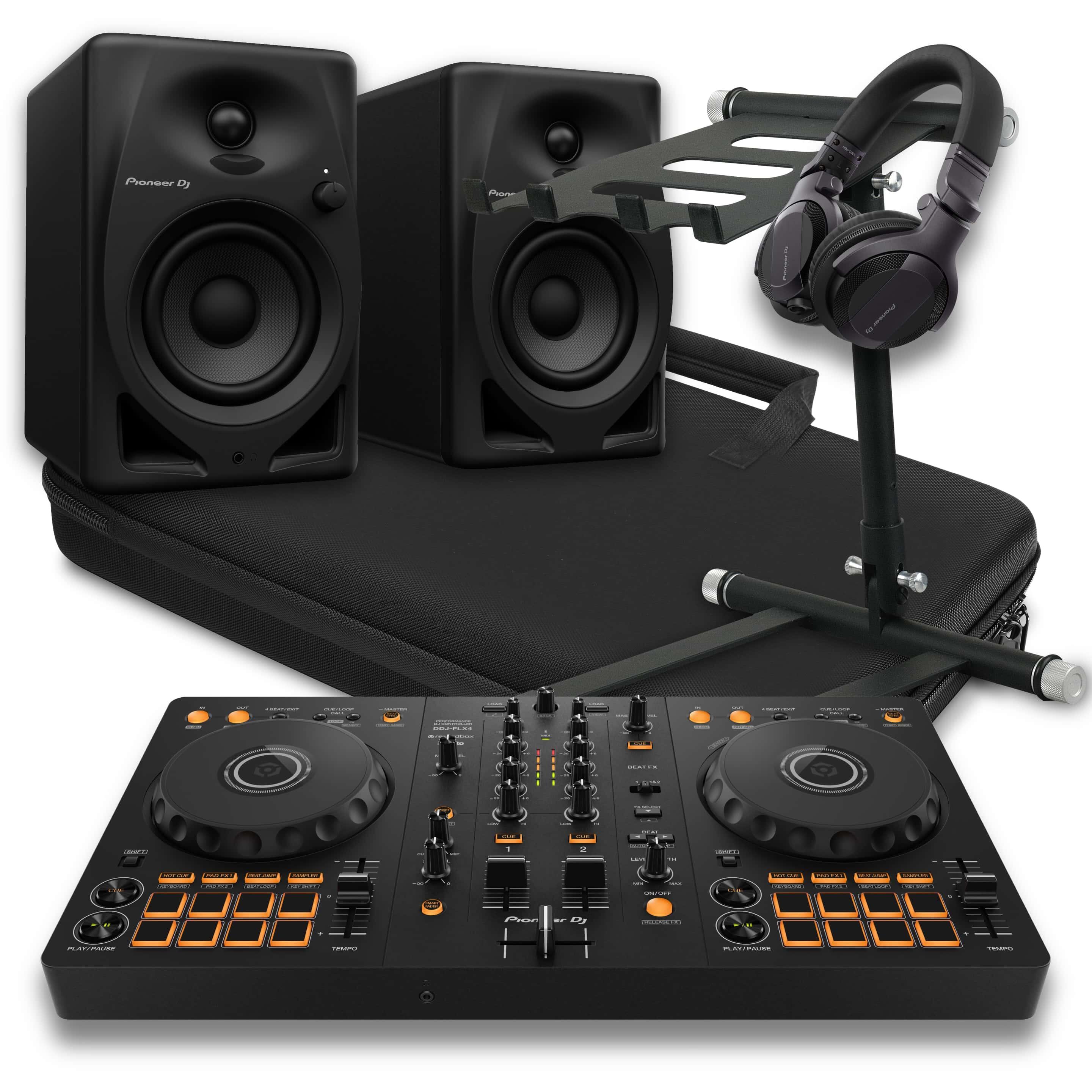 Pioneer DJ DDJ-FLX4 & DM-40D Complete CUE1 Bundle