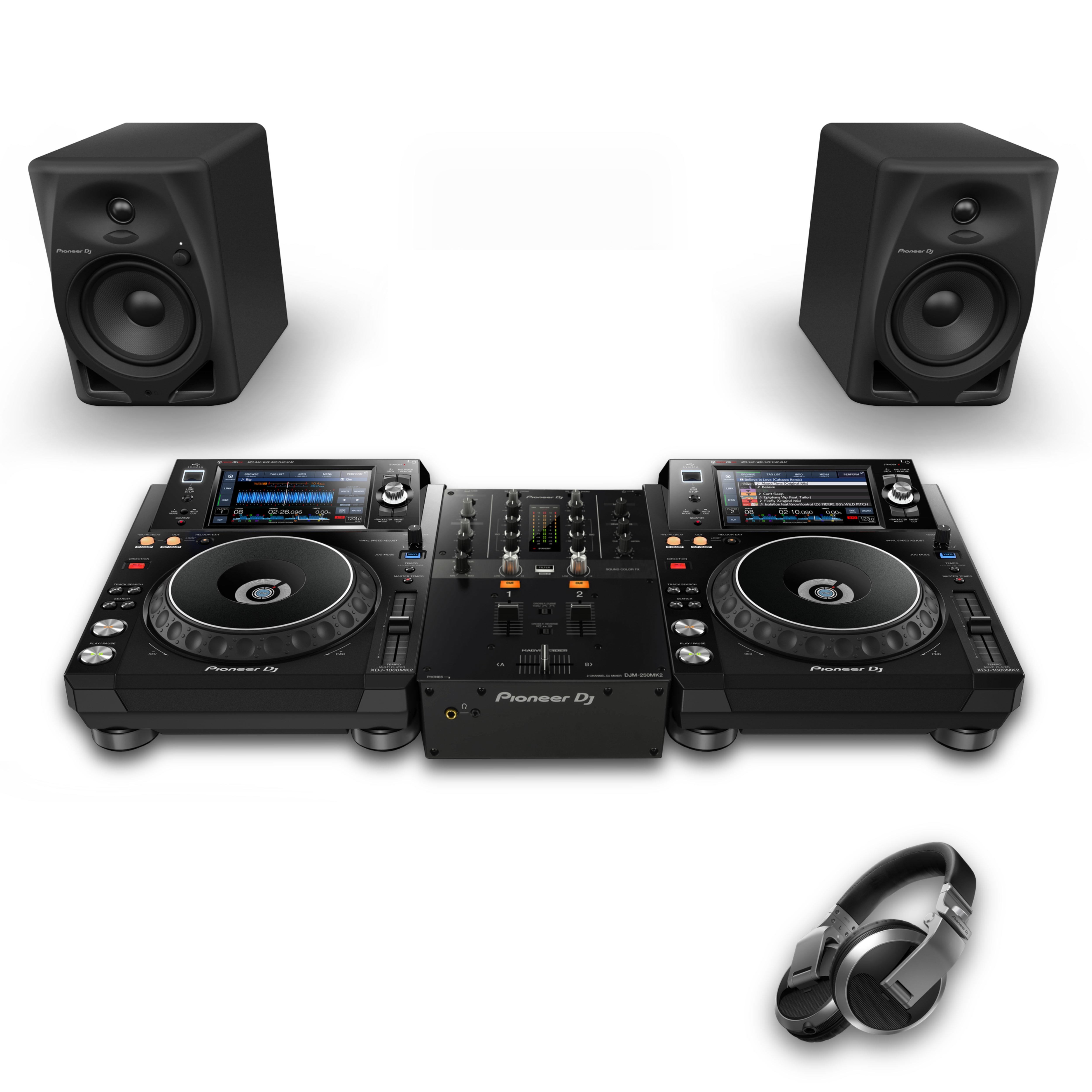 Pioneer DJ XDJ-1000MK2 & DJM-250MK2 DM-50D Bundle