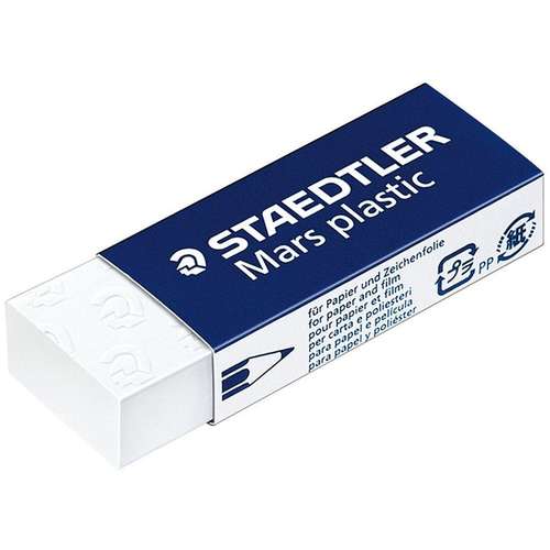 A Staedtler Mars plastic white eraser