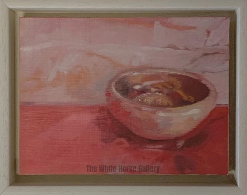 38 | Stone Bowl on Red (Oil on Board) Louise Butler Adams - £250