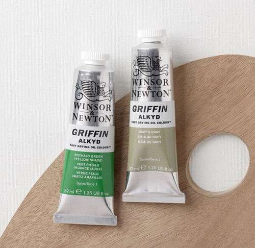 two 37ml tubes of Winsor and Newton Griffin Alkyd fast drying oil colour