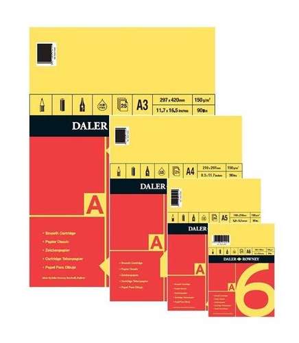 a set of Daler Rowney red and yellow spiral bound cartridge paper pads