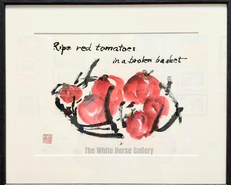 84 | Ripe Red Tomatoes in a Broken Basket (Chinese watercolour) Phyllis King - £700