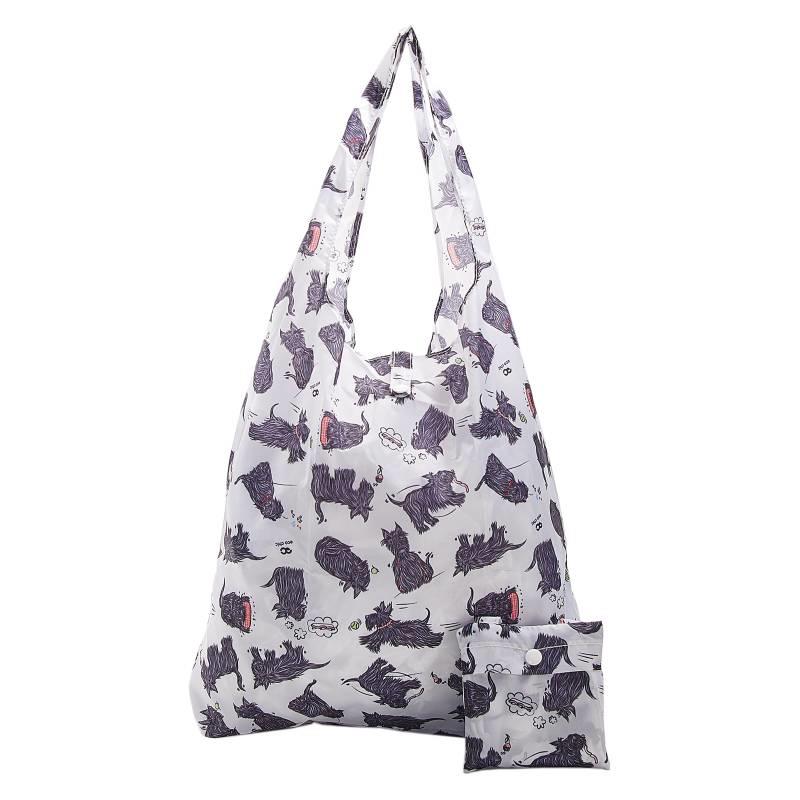 Recycled Foldaway Shopper Bag | White with Scotty Dog Design