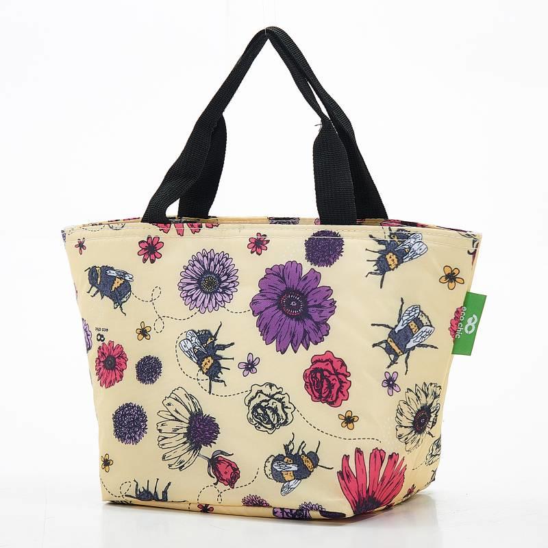 Eco Chic Recycled Lunch Bag | Bee & Flower Design | Beige