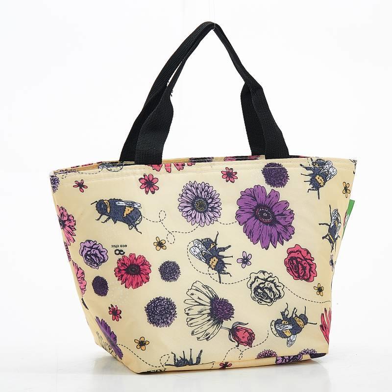 Eco Chic Recycled Lunch Bag | Bee & Flower Design | Beige