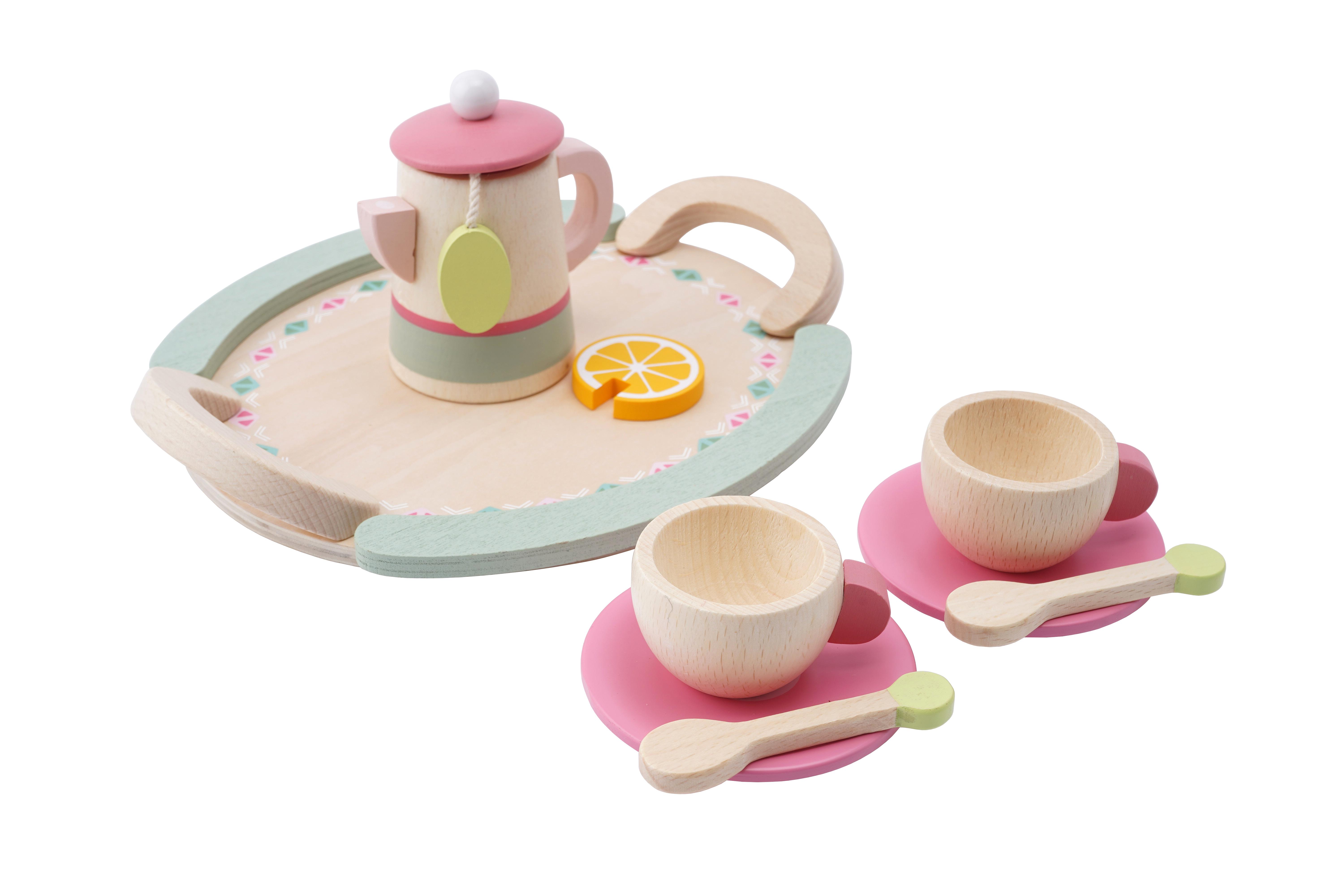 Pink wooden sale tea set