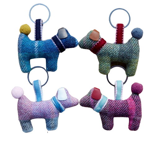 Tweed Dog Keyring Showing All Colours