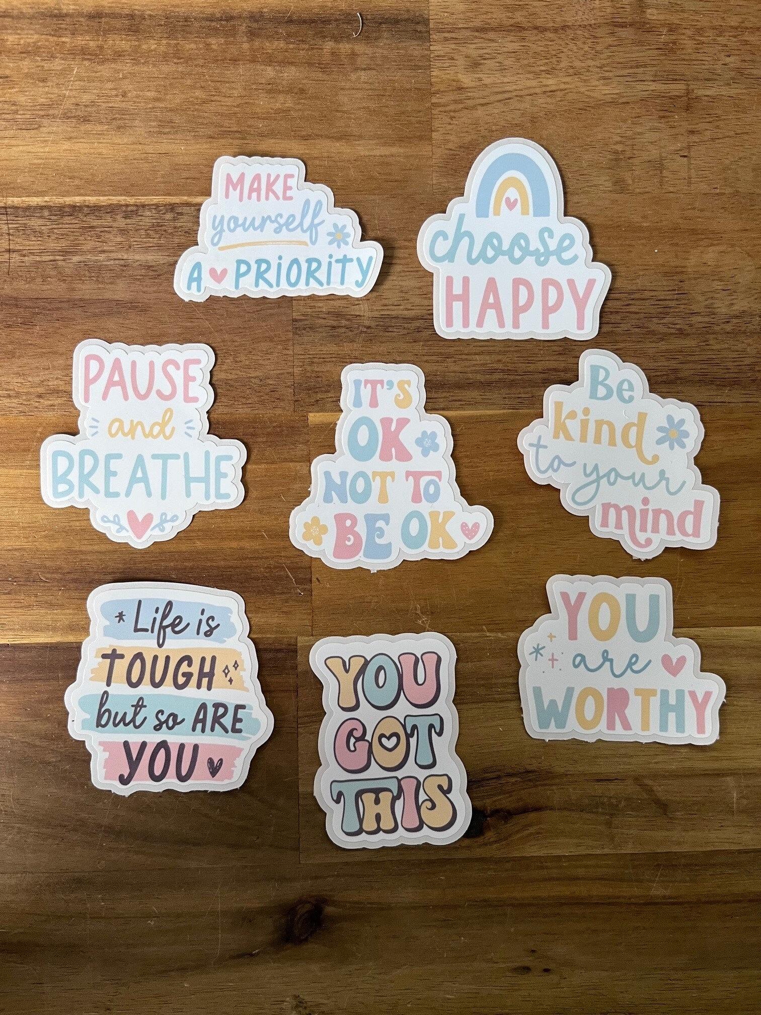 Pack of 8 Mental Health Themed Easy Peel Stickers | Sticker Pack ...