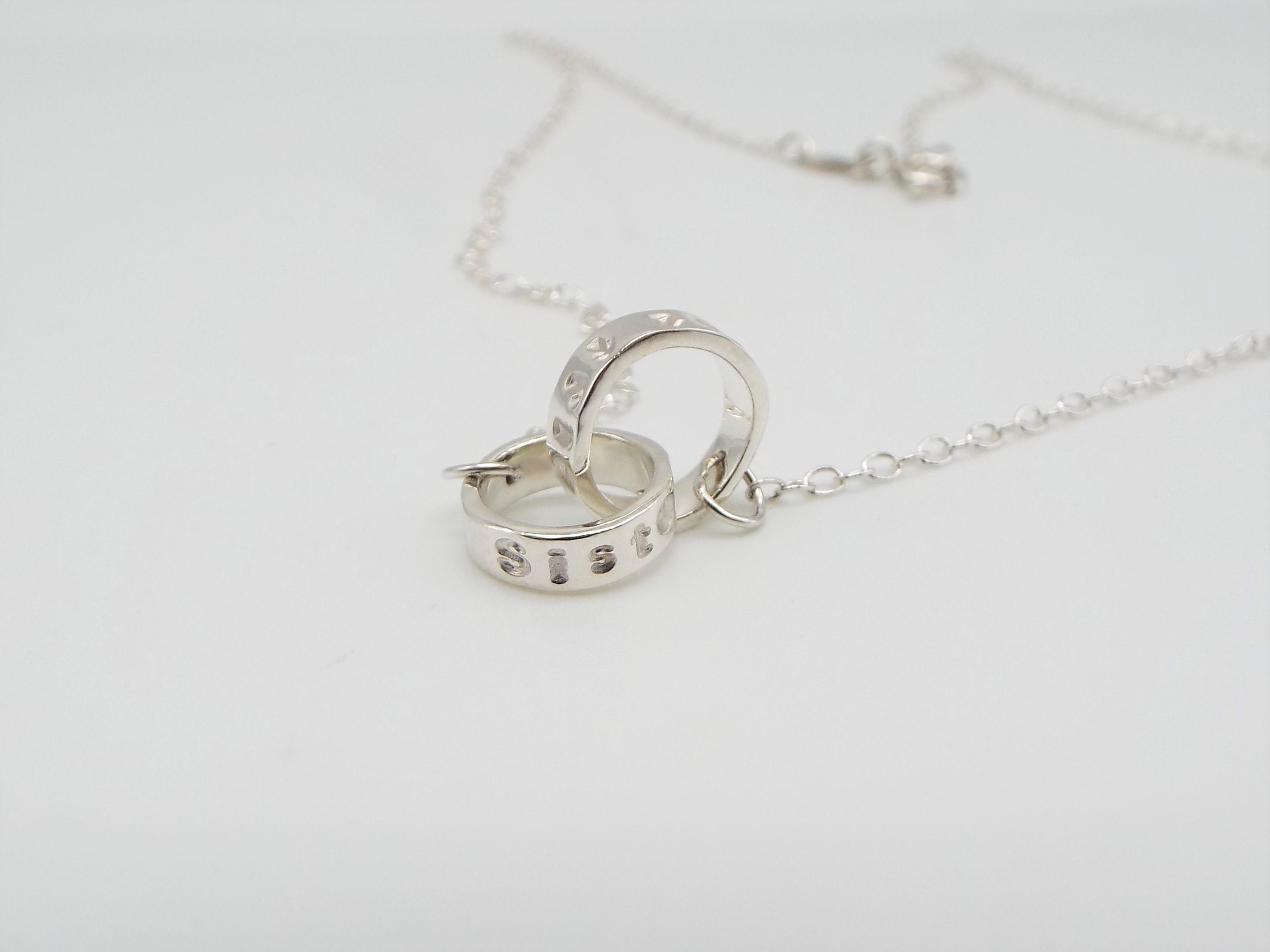 double charm necklace in sterling silver