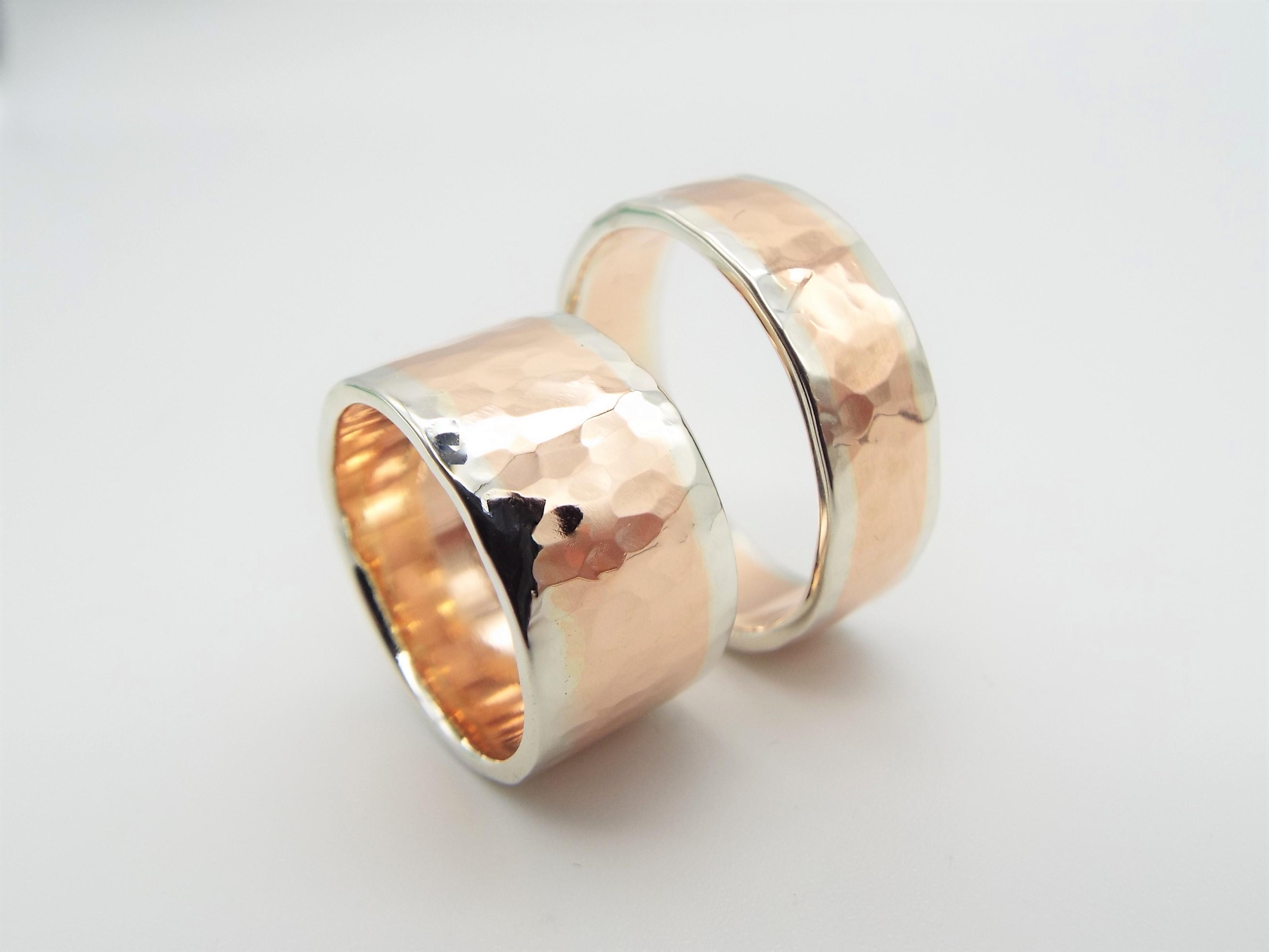 9ct Rose and White gold - Matching wedding rings