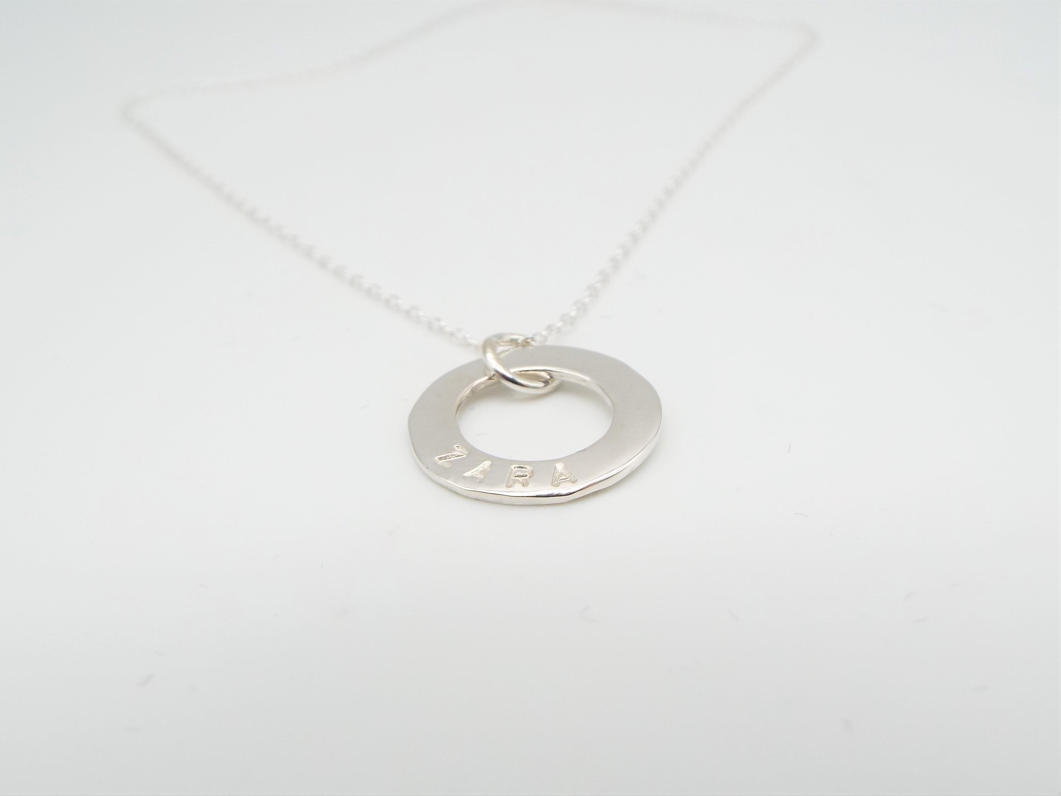 Sterling silver necklace personalised with name