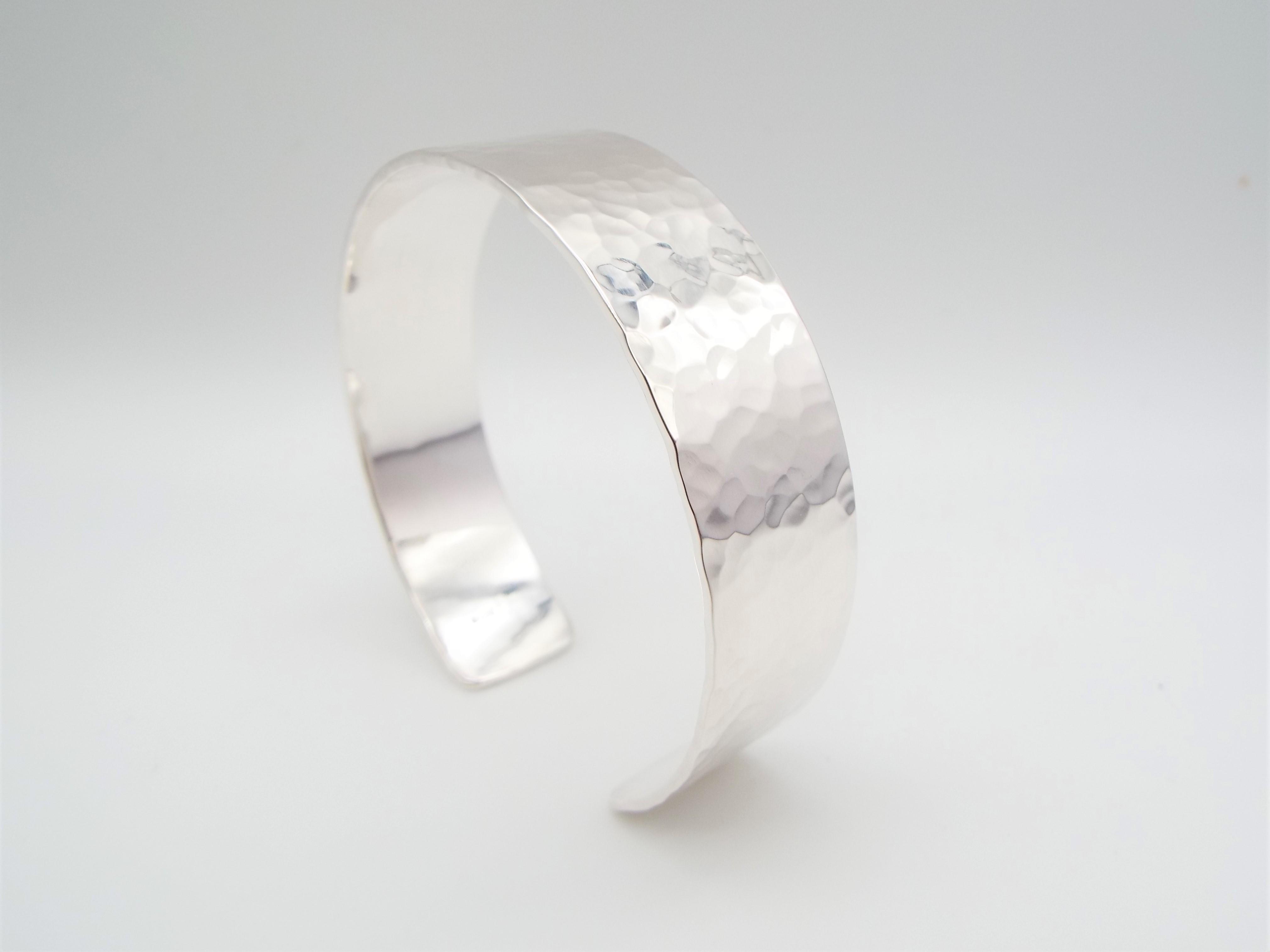 wide sterling silver cuff bracelet personalised