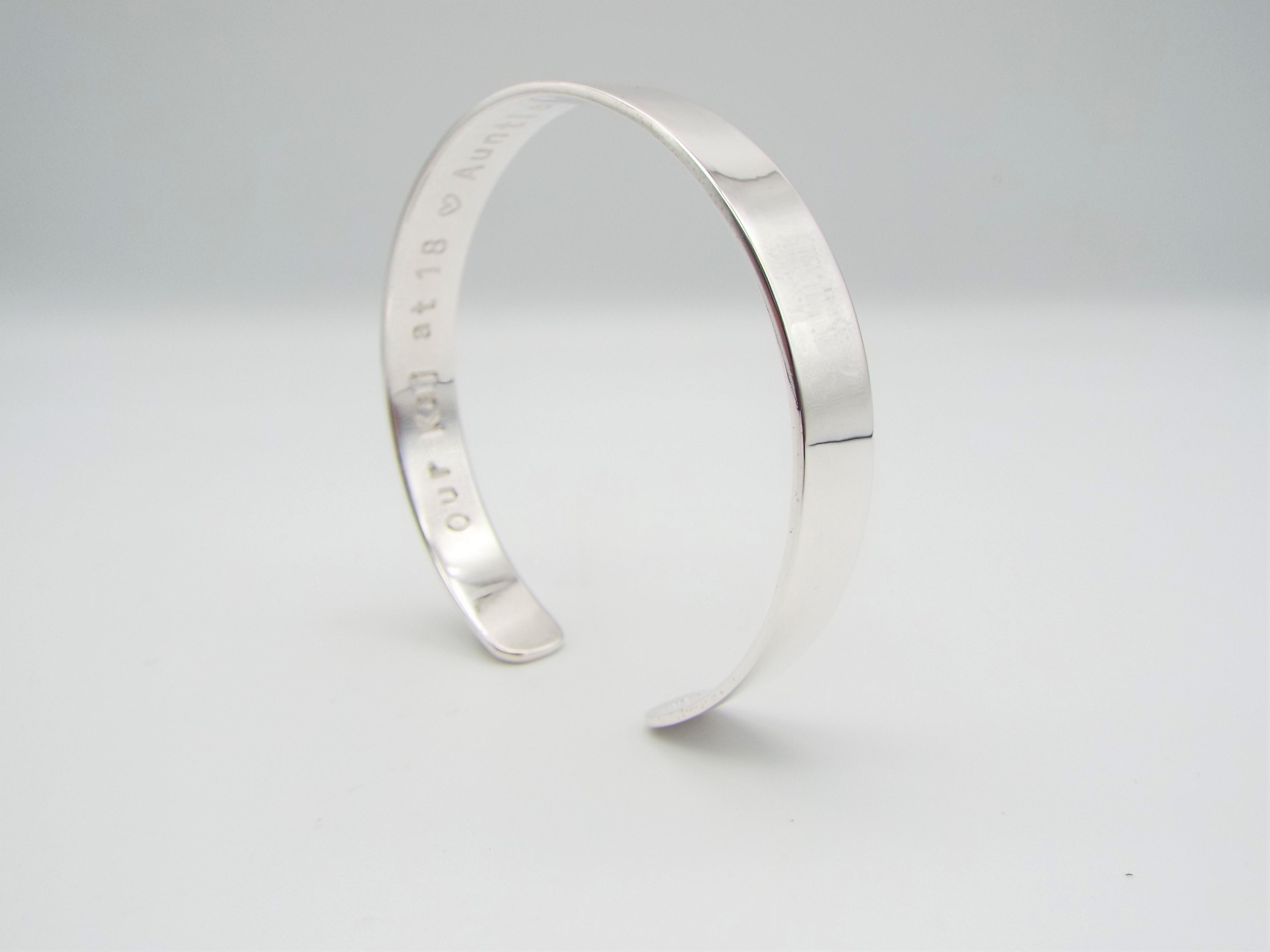 mens silver cuff bracelet with personalisation