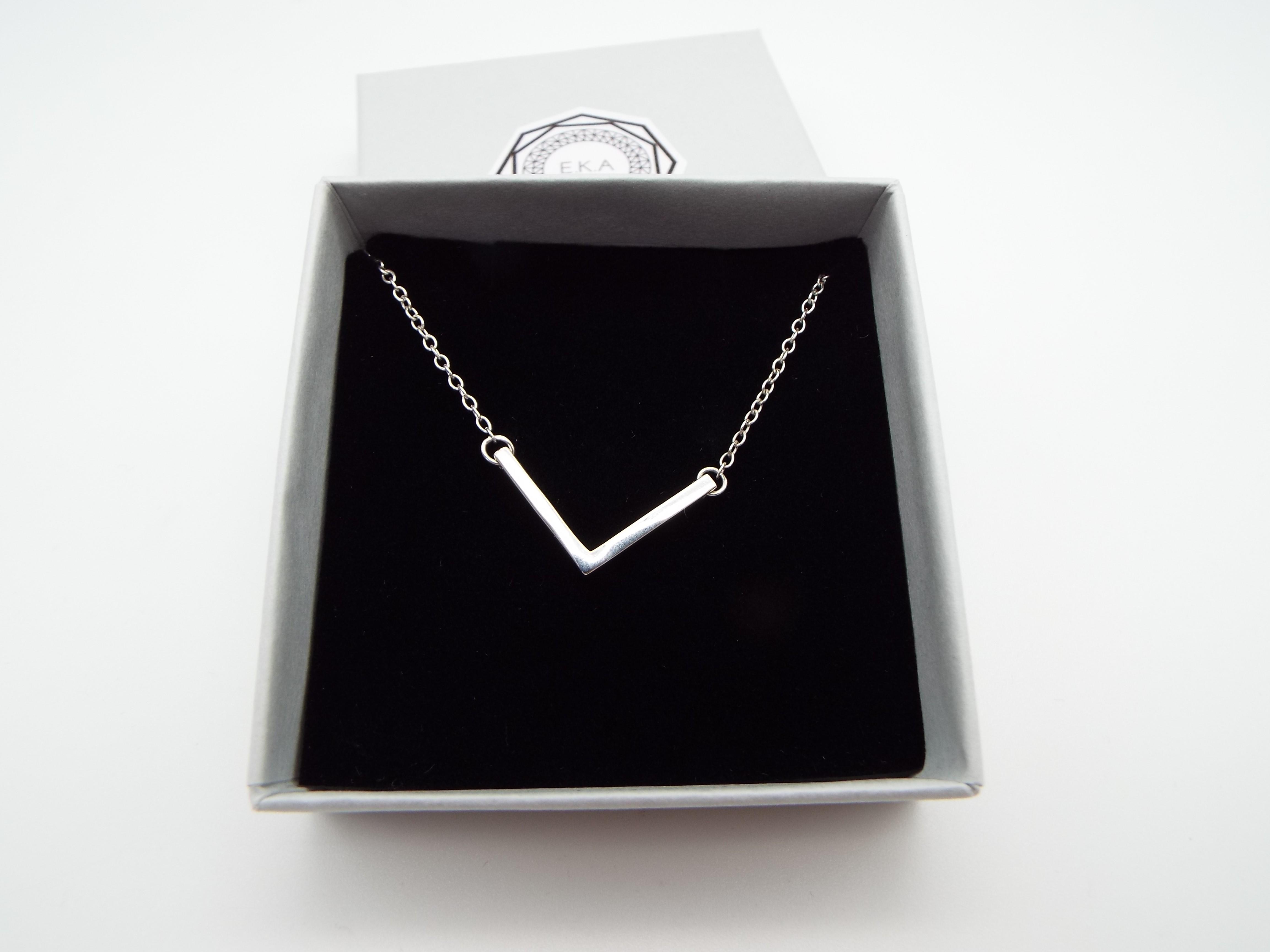 silver necklace in gift box
