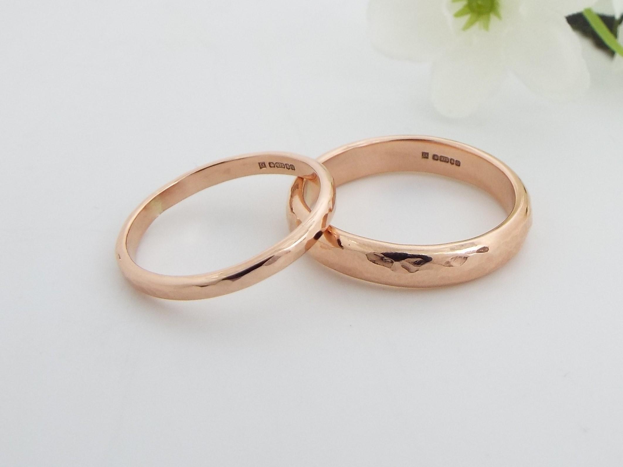 handmade his and hers rose gold wedding band set
