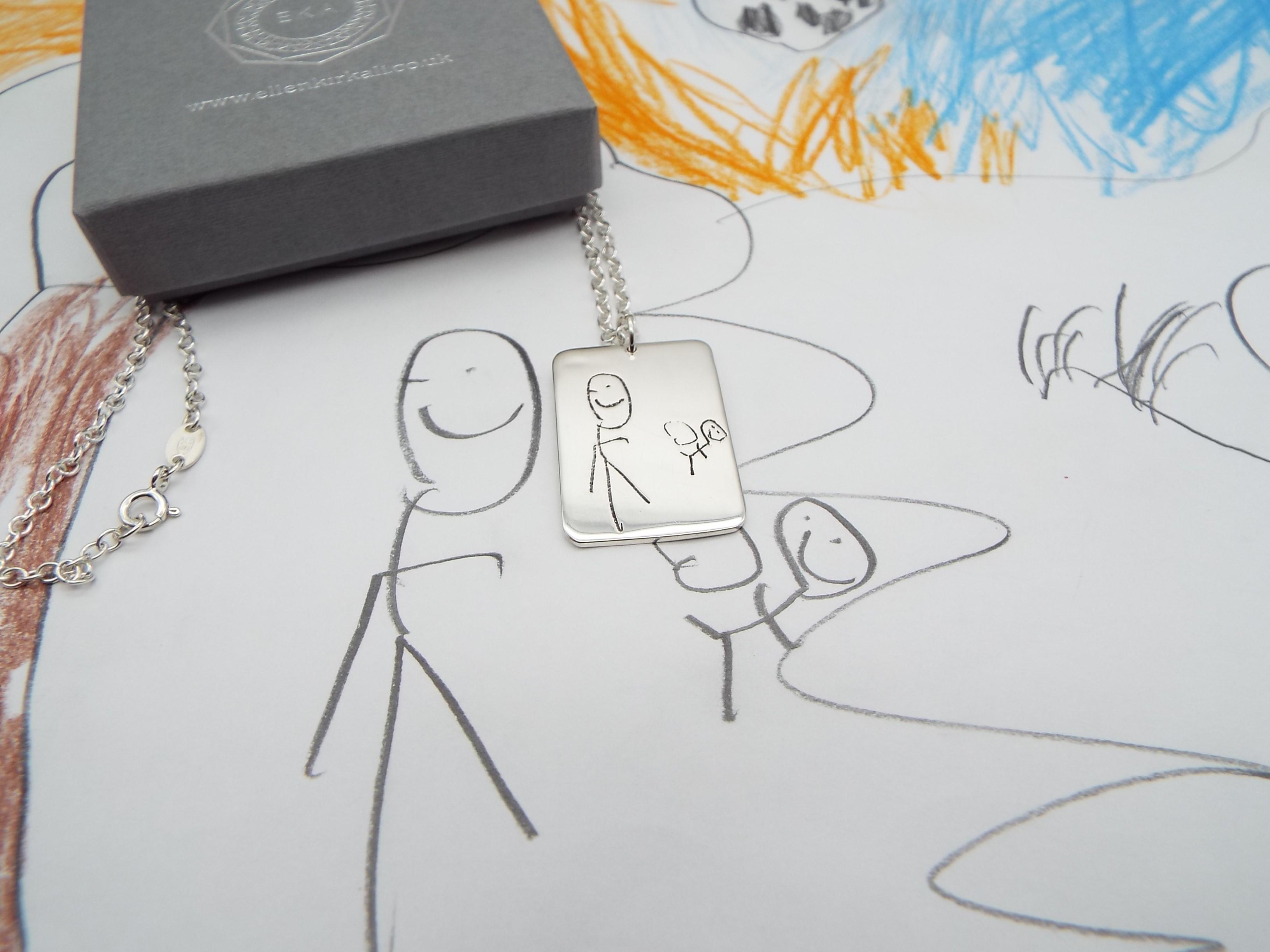 childs drawing personalised necklace