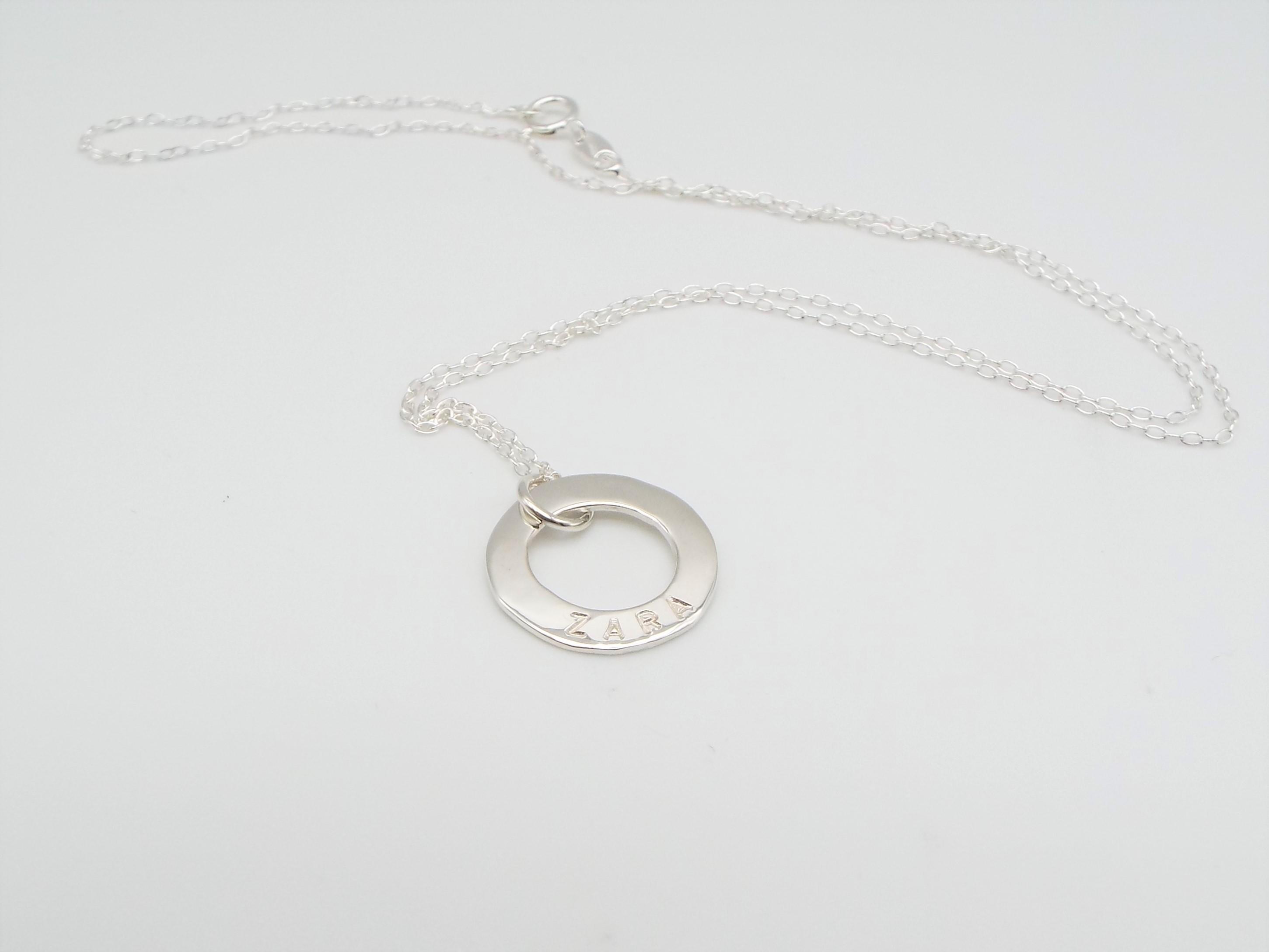 Sterling silver necklace personalised with name