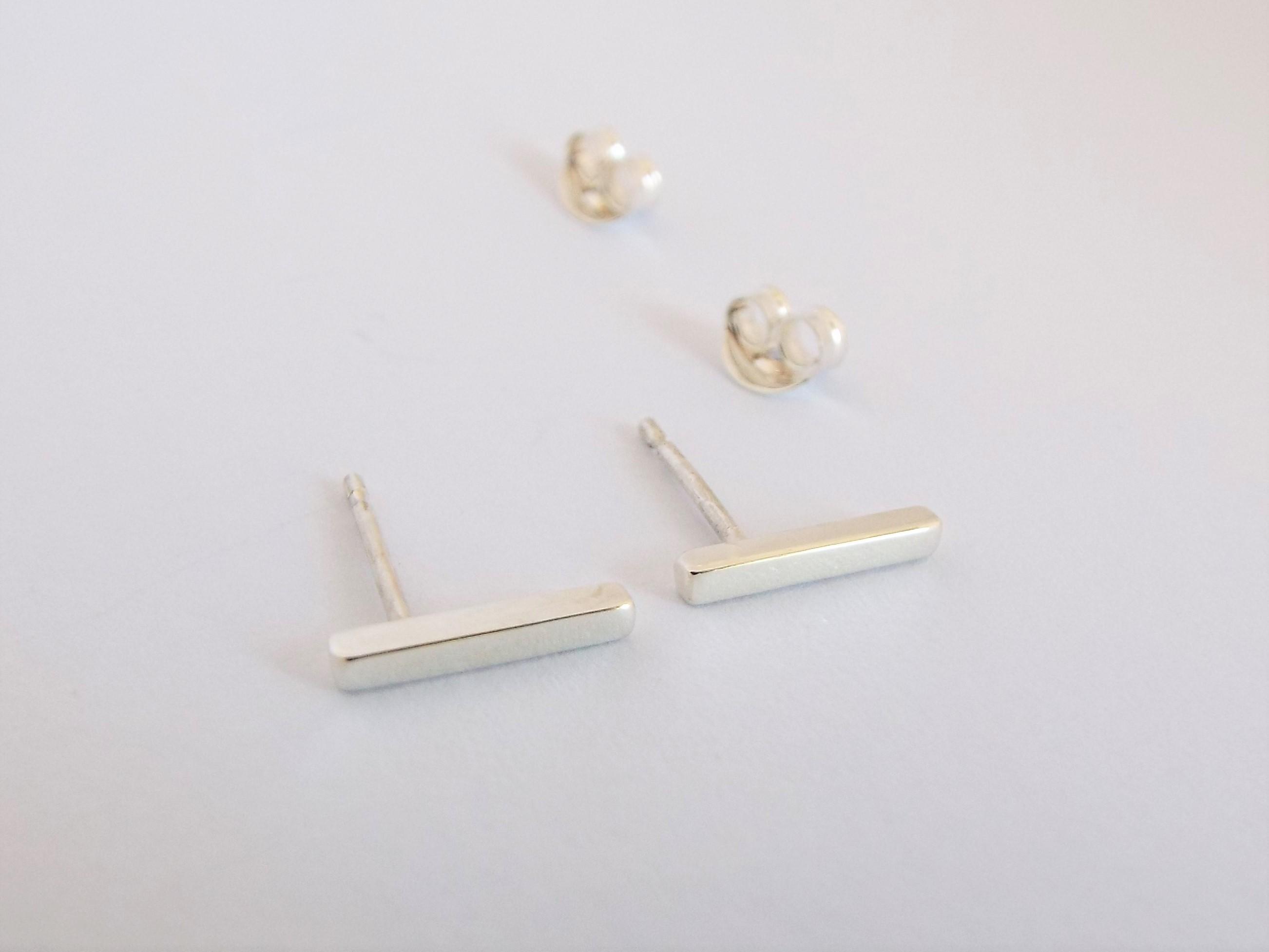 little silver bar earrings
