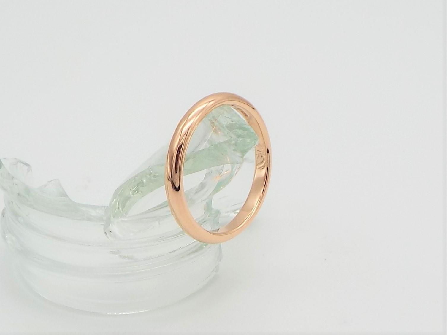 3mm wide D shaped rose gold wedding band