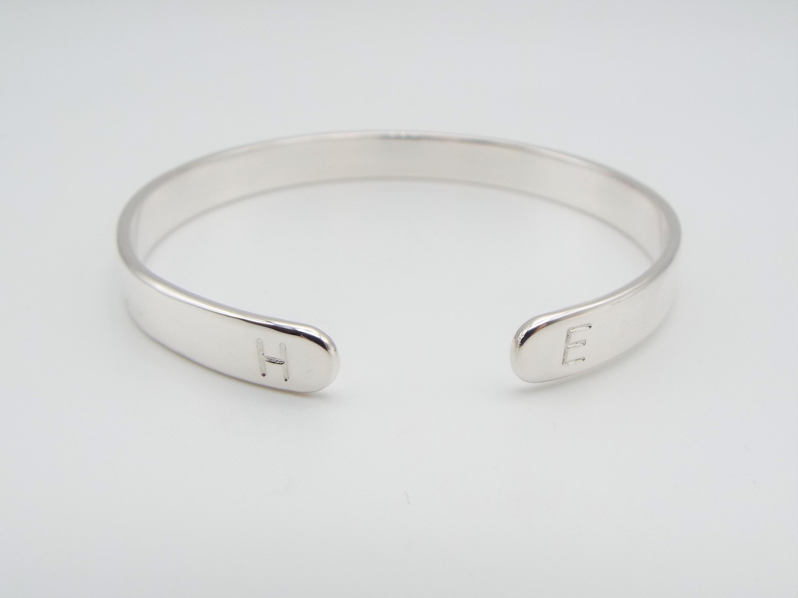 silver cuff bracelet with initials
