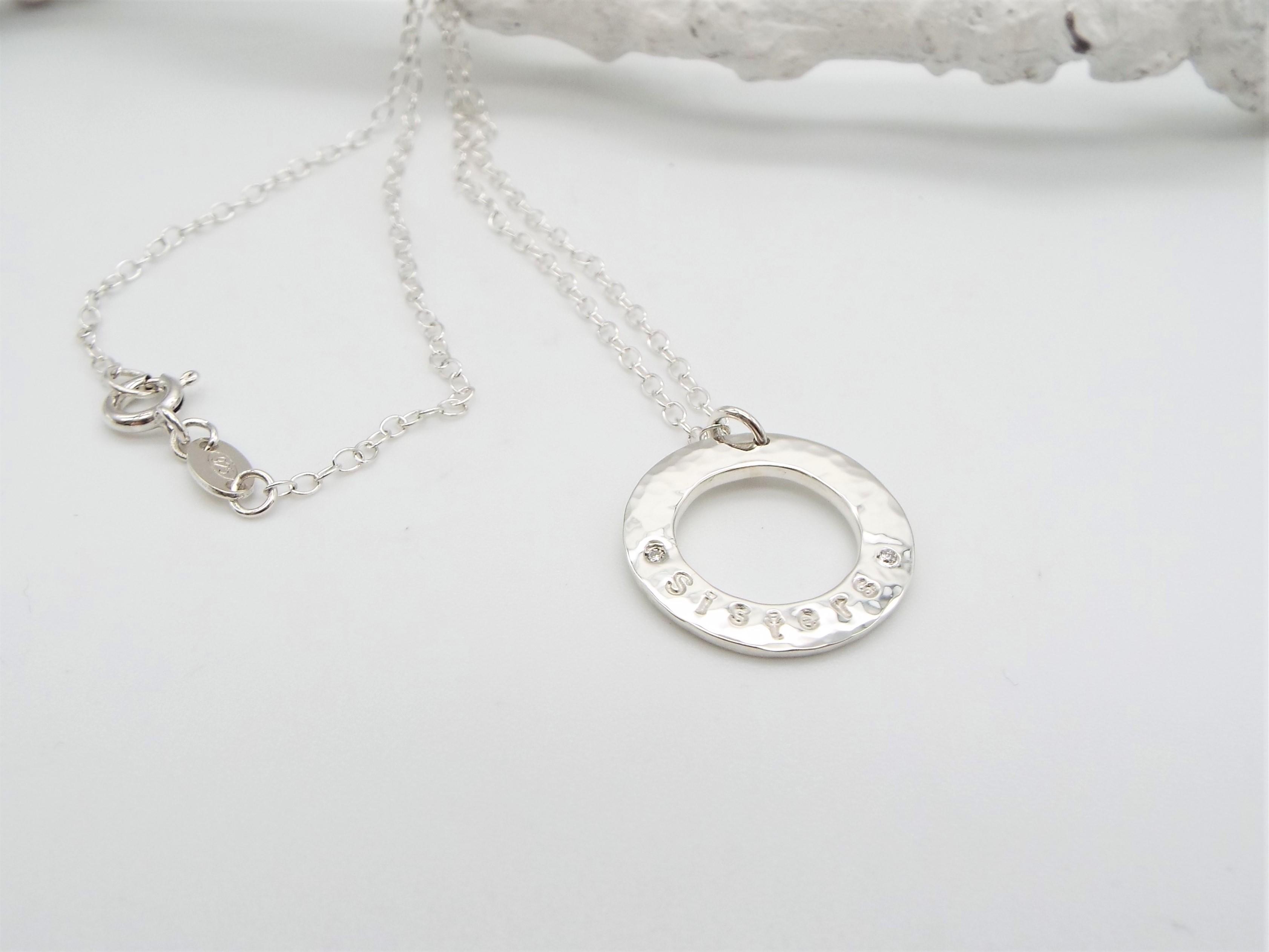 hammered silver pendant necklace