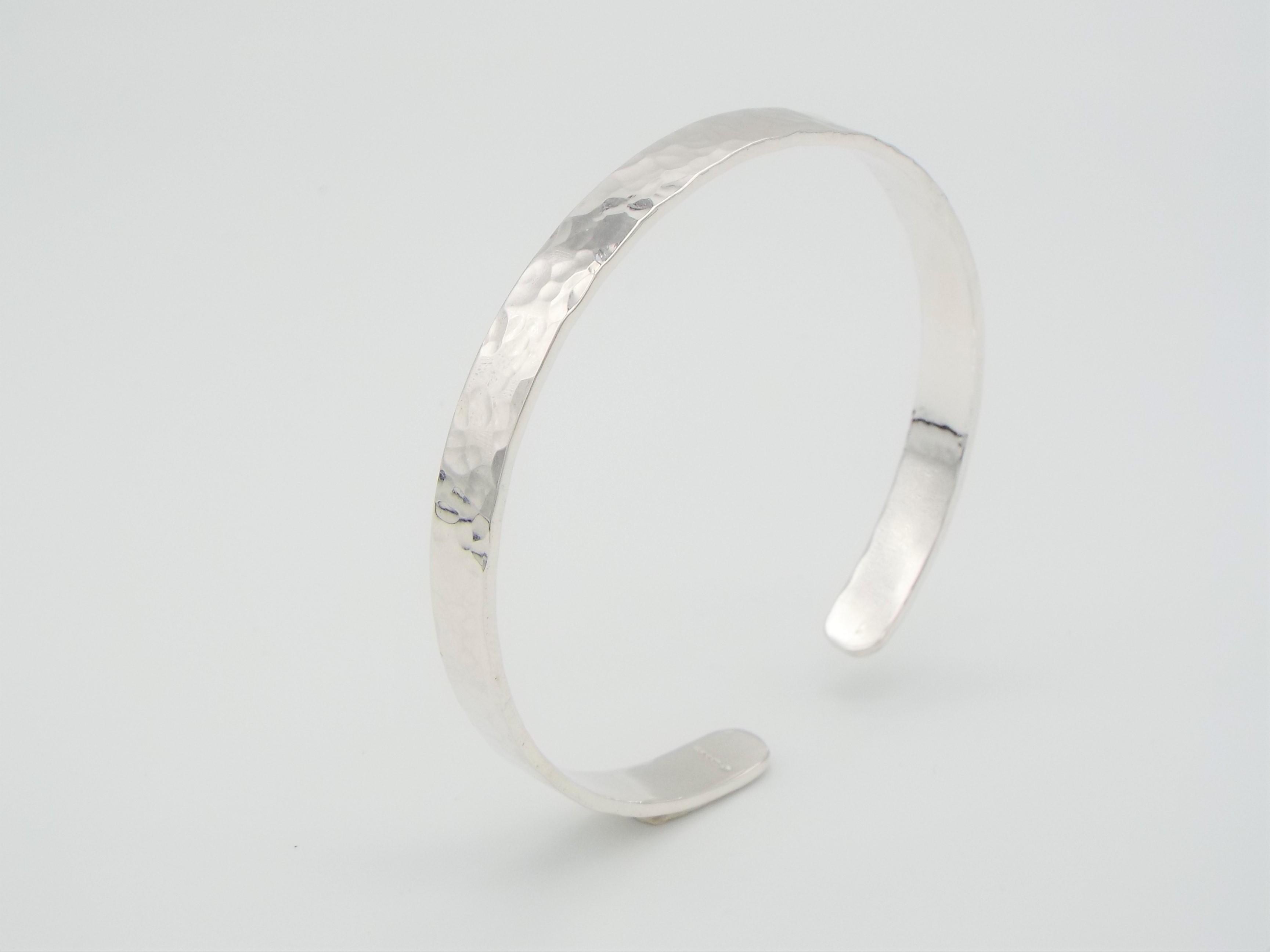 Silver Cuff Bracelet with a hammered and polished finish