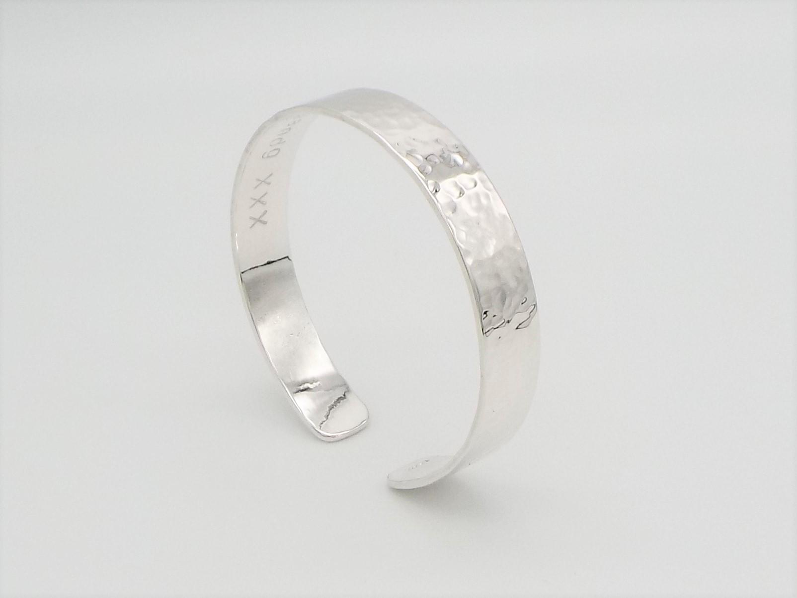Personlaised Hammered Sterling Silver bangle