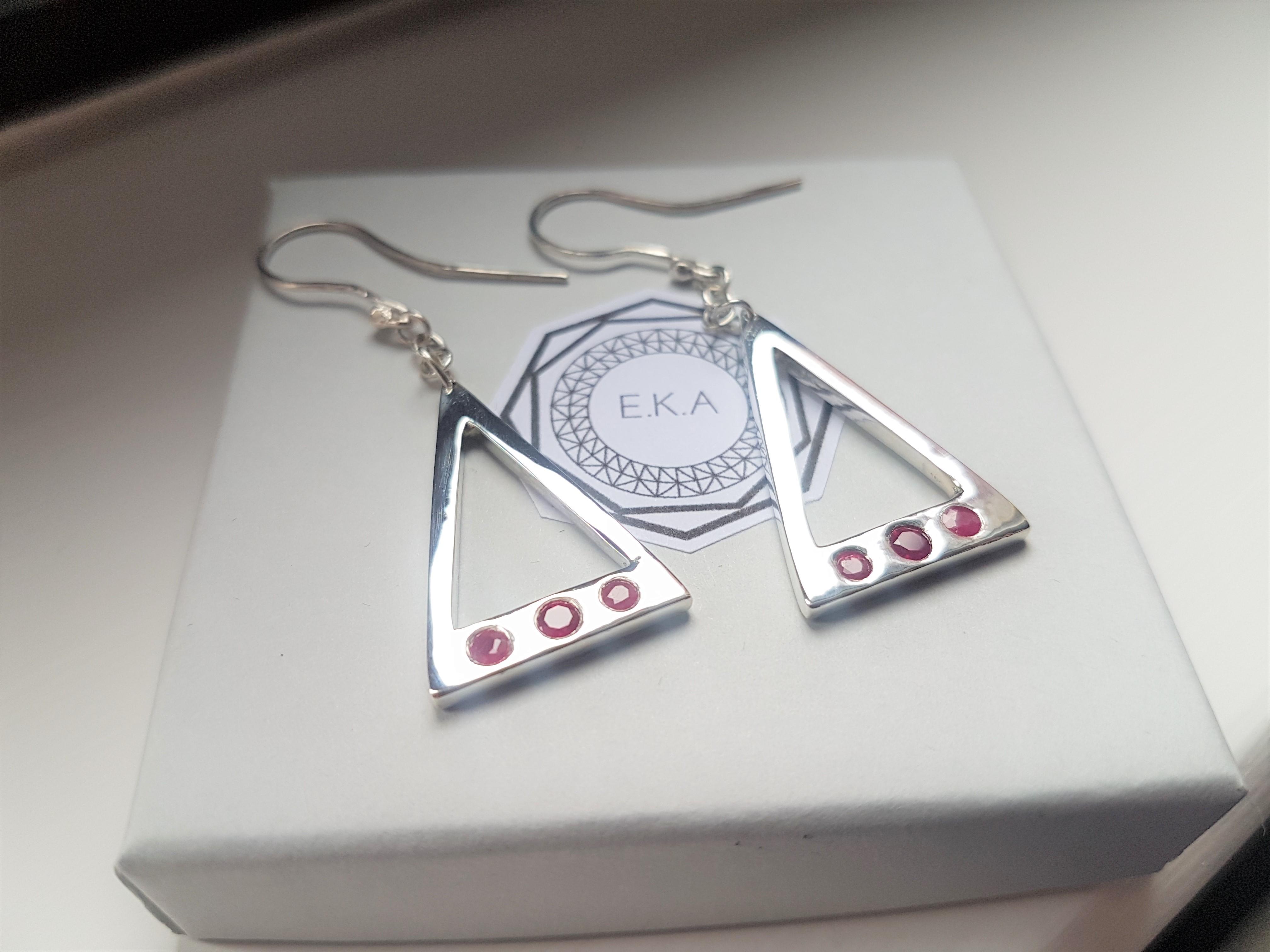 Silver and Ruby Earrings