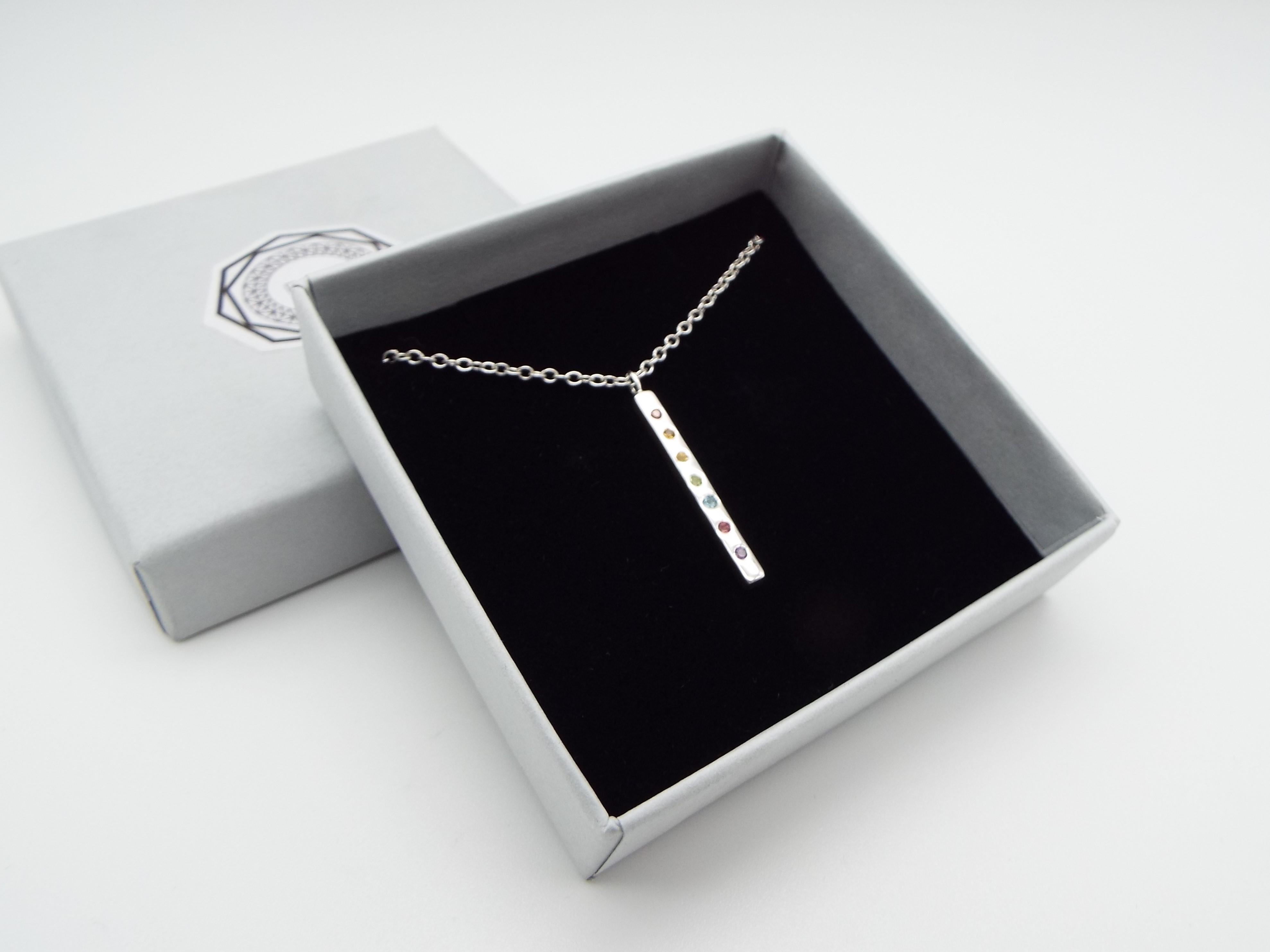silver necklace in a gift box