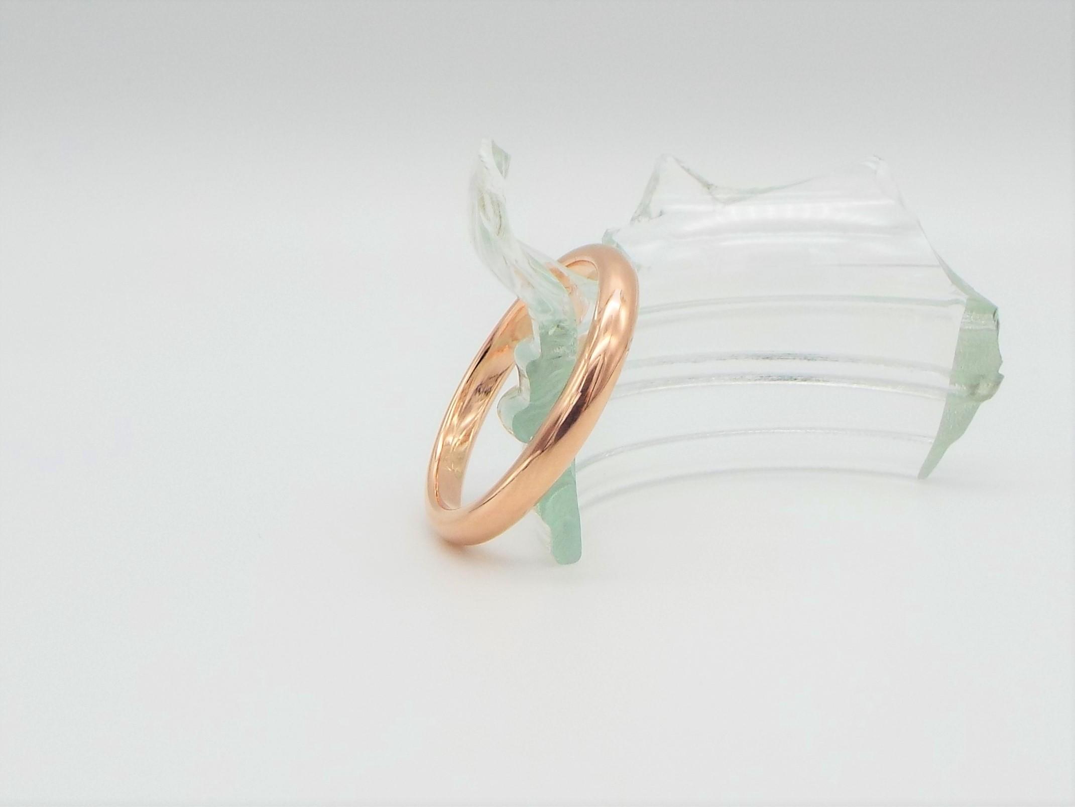 3mm wide D shaped rose gold wedding ring
