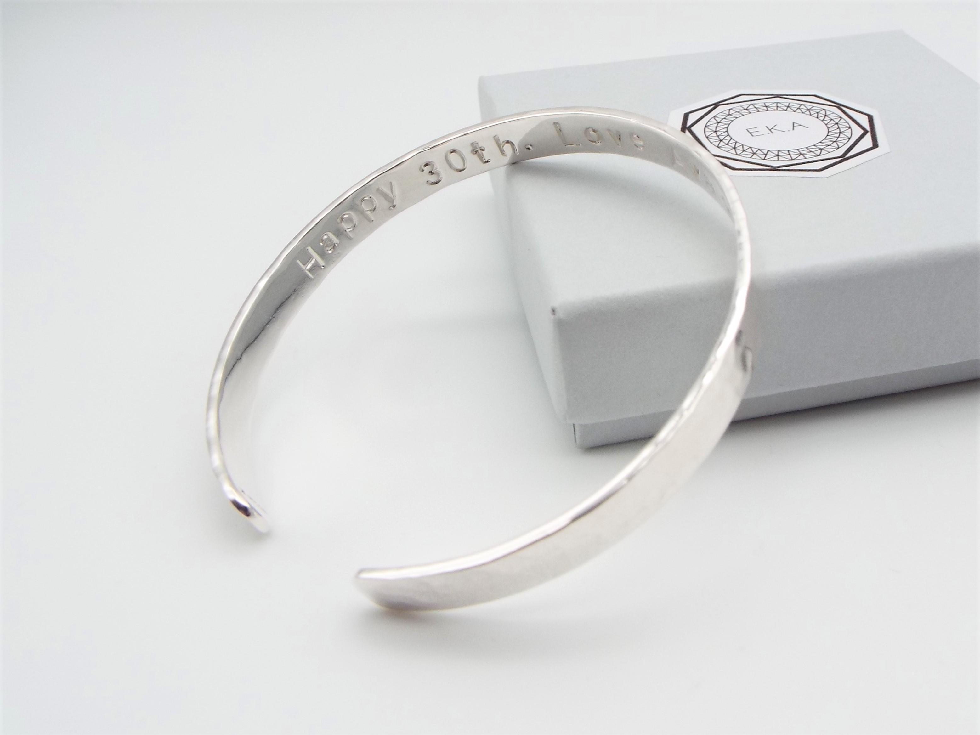 personalised silver cuff bracelet